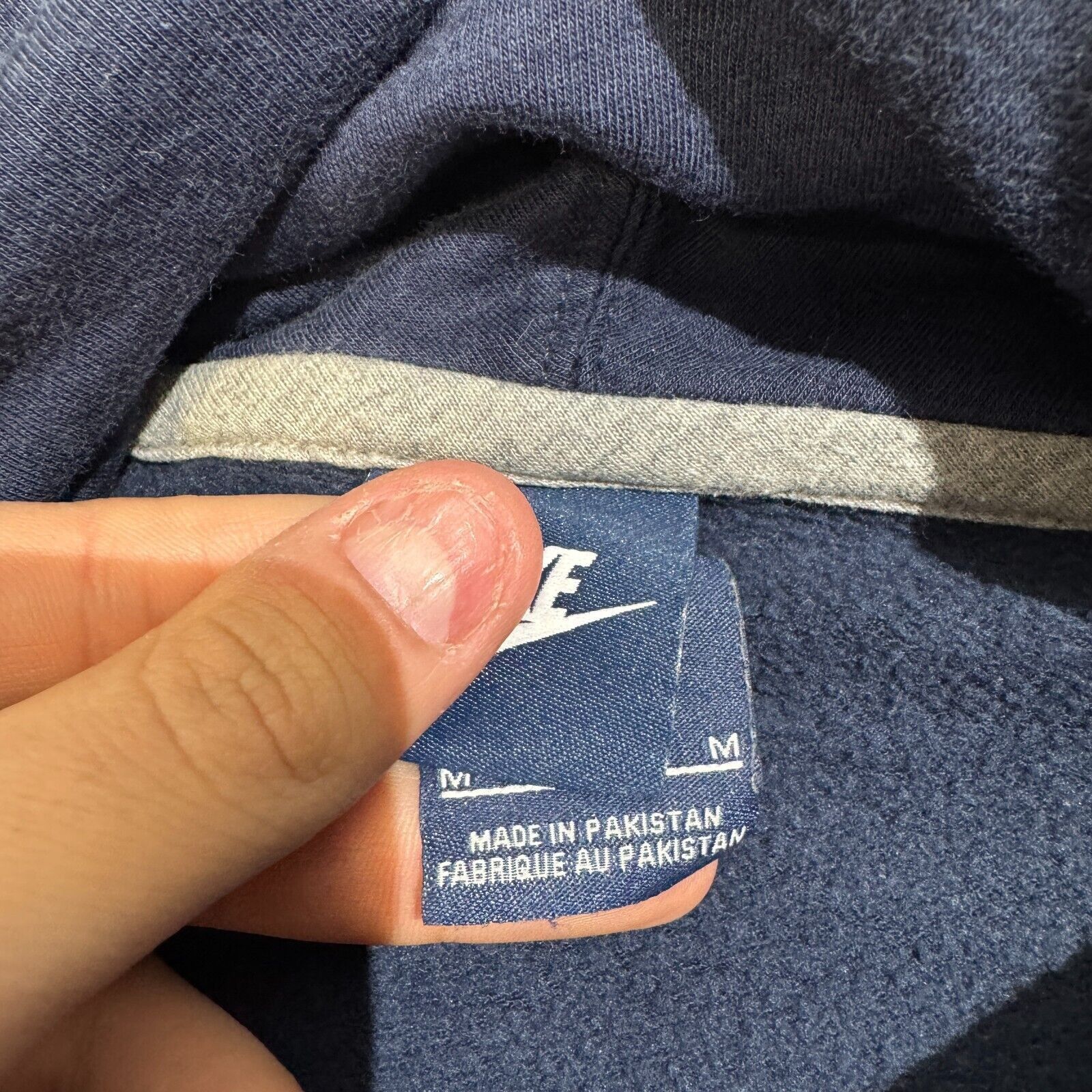 Nike × Vintage Vintage Nike Unisex Navy Cotton Hoodie Size M Ninja Fleece Size US M / EU 48-50 / 2 - 7 Thumbnail