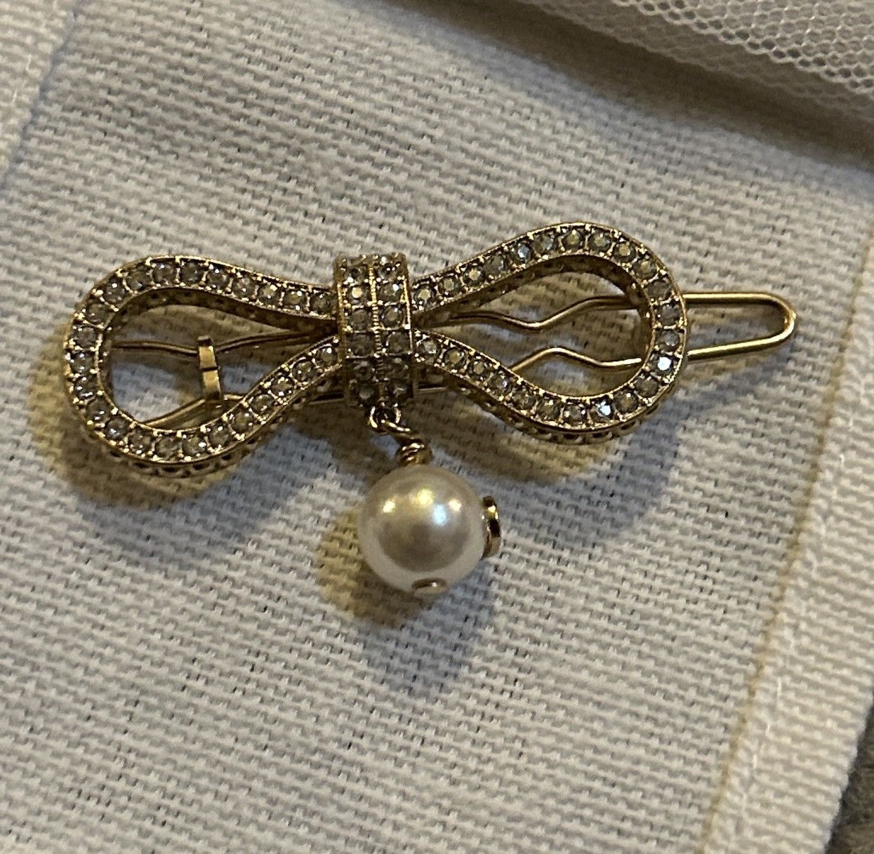 Dior Dior LE NŒUD DE DIOR BARRETTE Champagne-Finish Metal Hairpin Size ONE SIZE - 4 Thumbnail