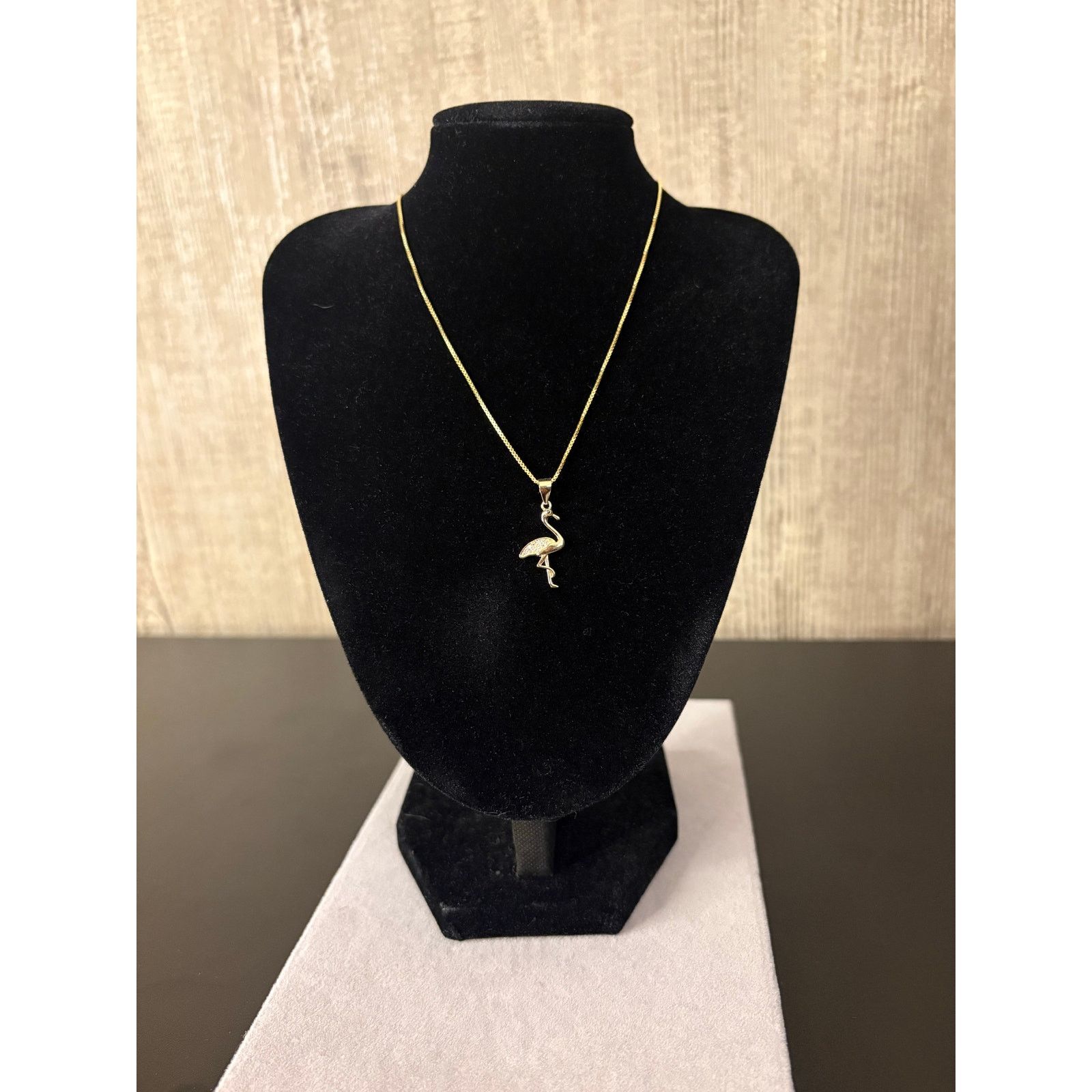 Jewelry .15ct Moissanite Flamingo Necklace, Vermeil Gold filled 925 Size ONE SIZE - 4 Thumbnail