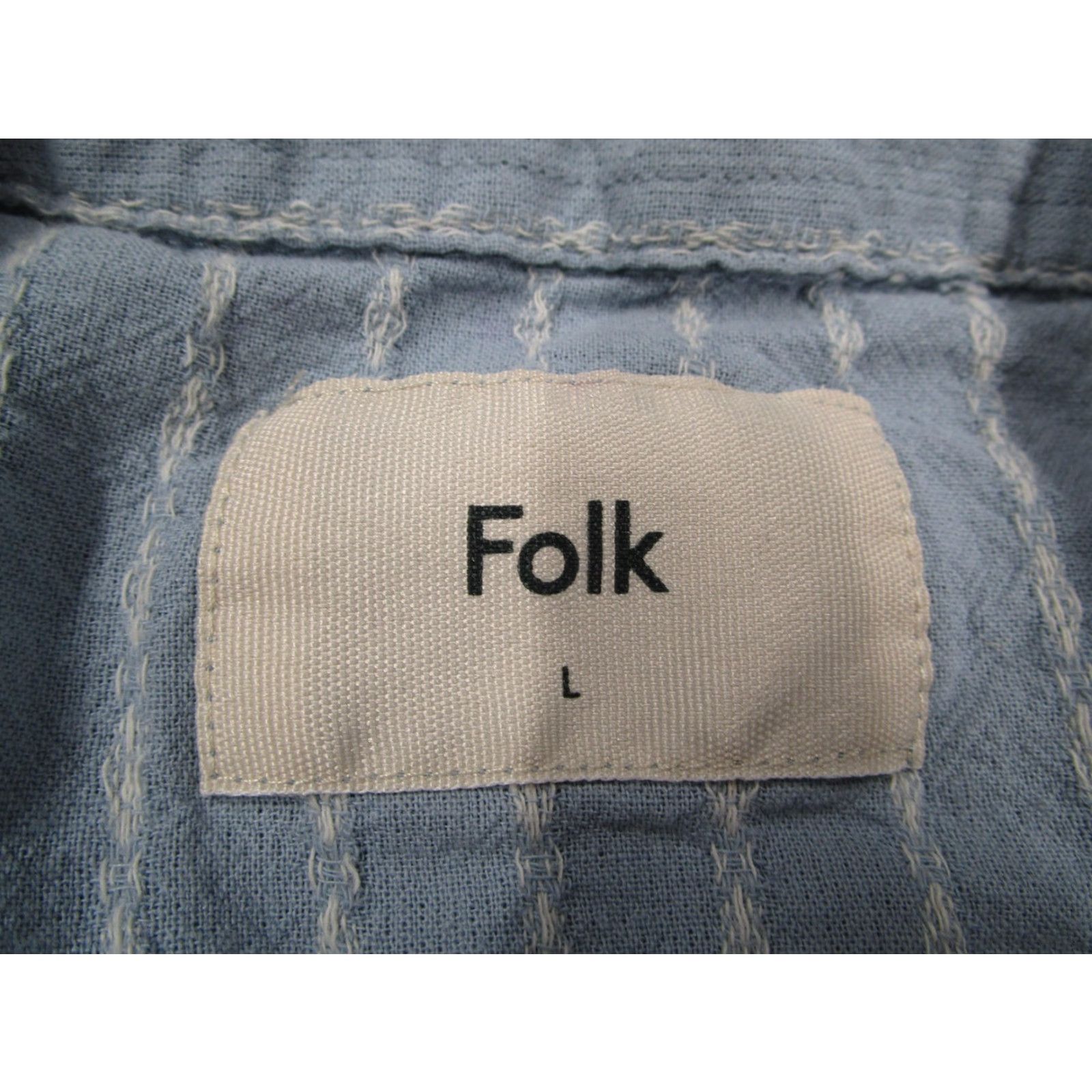 Folk Folk Shirt Men Large Blue Striped Short Sleeve Button-Up Cotton Linen Casual Size US L / EU 52-54 / 3 - 3 Thumbnail