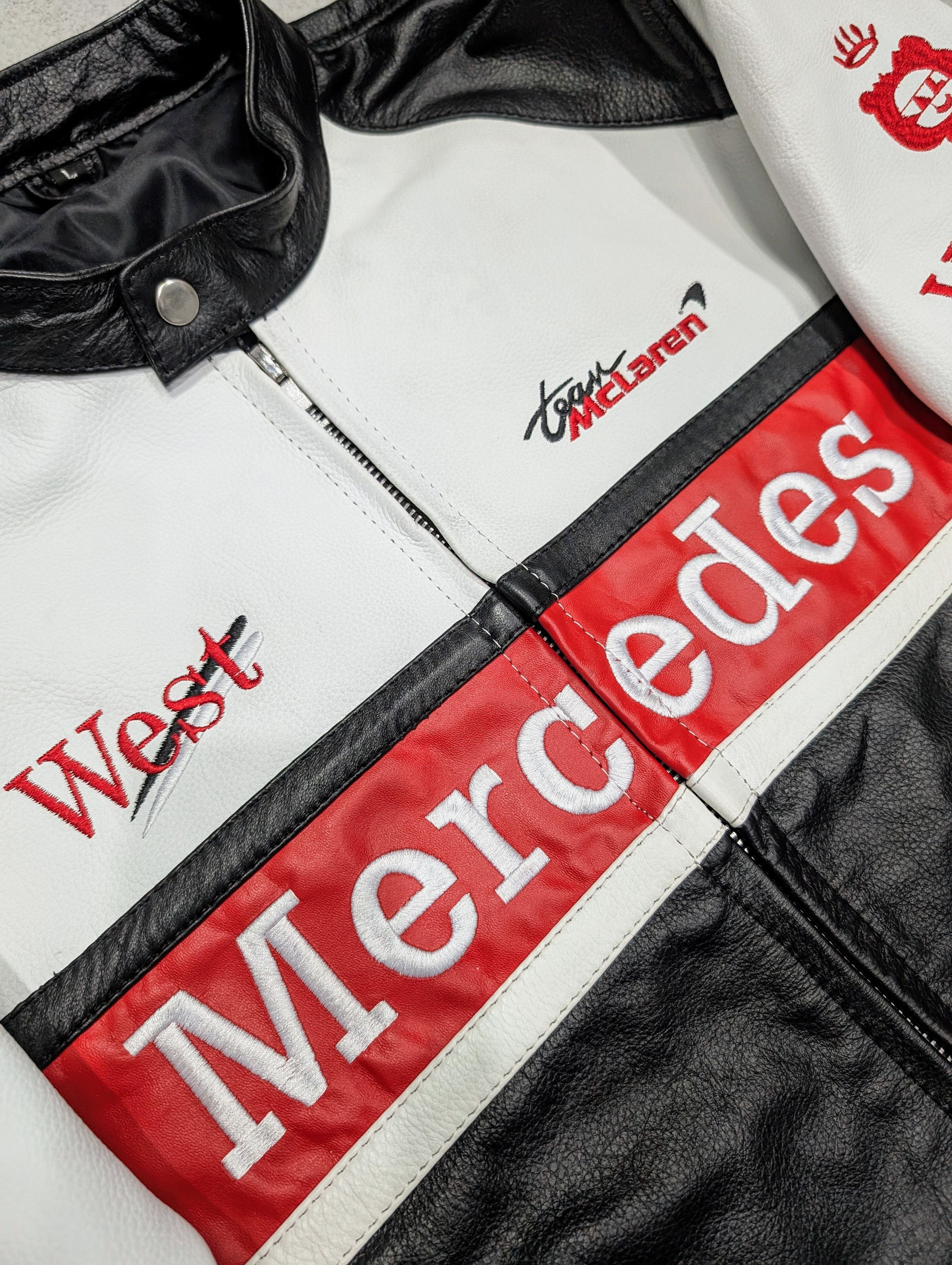 Vintage 💥 Vintage Mercedes Benz 💥 Leather Jacket Streetwear Racing Size M / US 6-8 / IT 42-44 - 5 Thumbnail