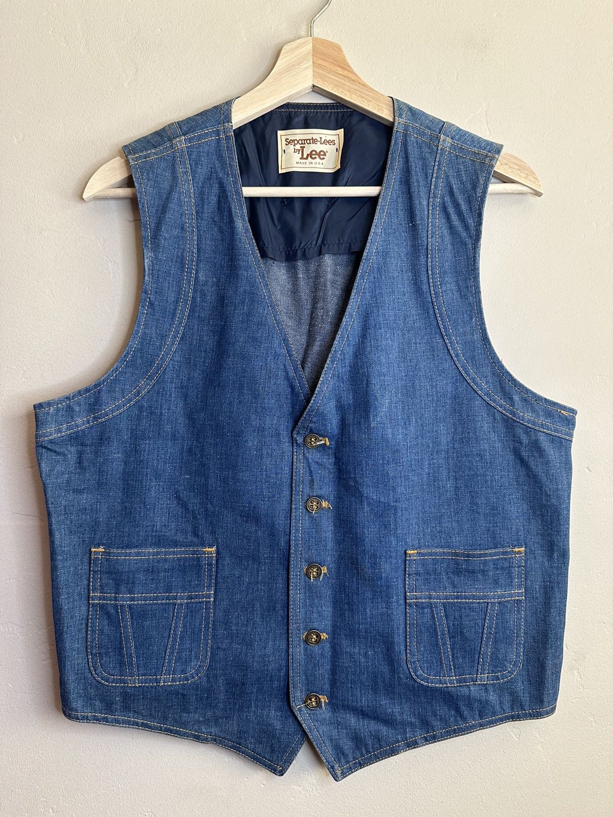 Lee × Vintage *RARE* Vintage 1970’s Lee USA-Made Denim Button Vest Size US M / EU 48-50 / 2 - 1 Thumbnail