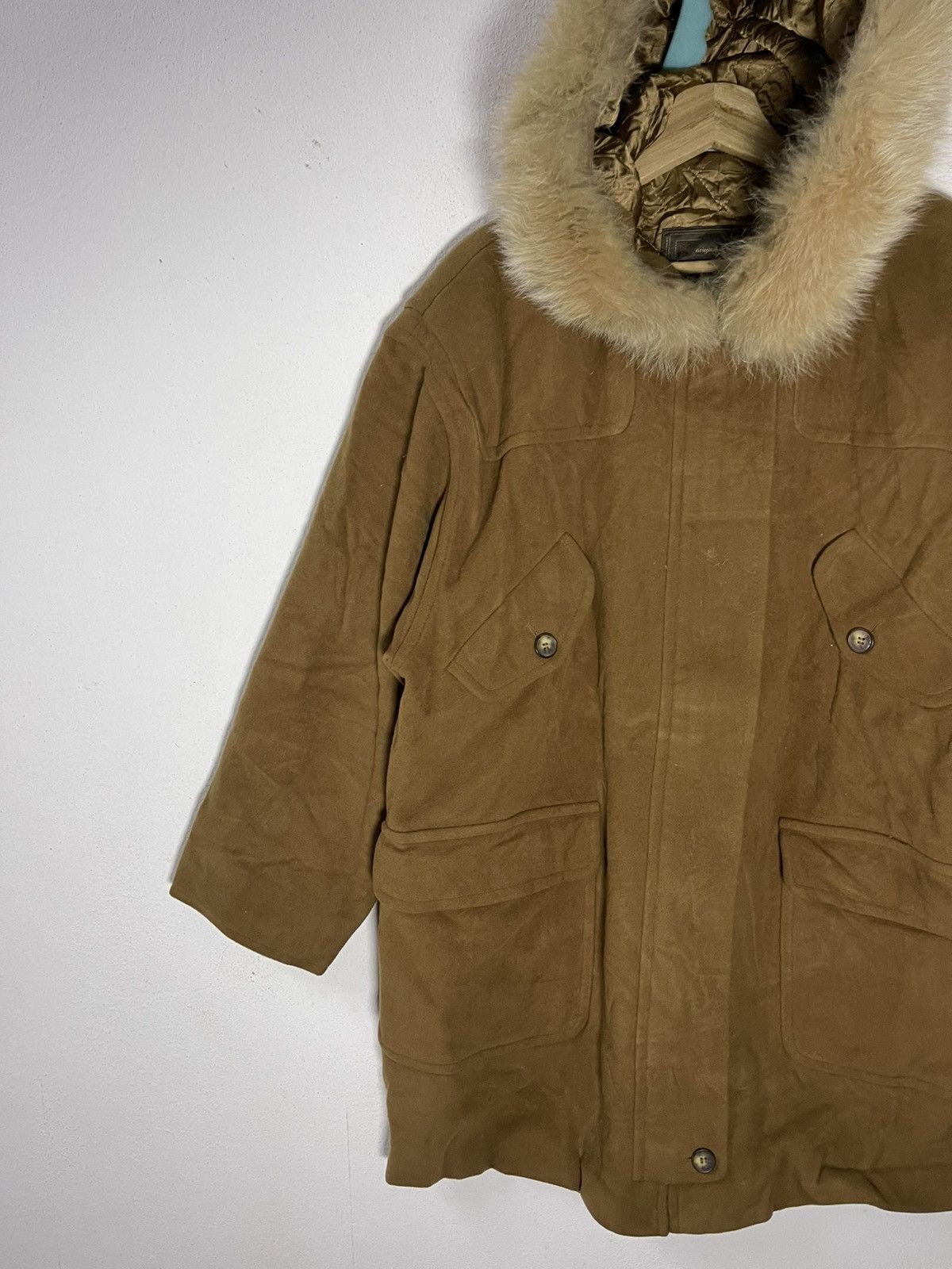 Vintage PENNY BLACK Wool Jacket fur-Trimmed Hood italy Size US XL / EU 56 / 4 - 2 Thumbnail