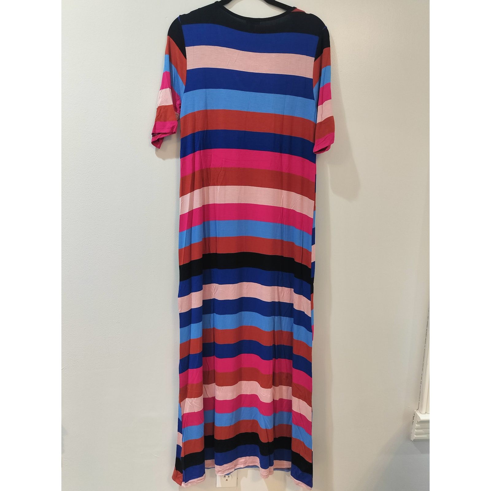 Other Spense Striped Maxi Dress M V Neck Short Sleeve Multicolor Size M / US 6-8 / IT 42-44 - 4 Thumbnail