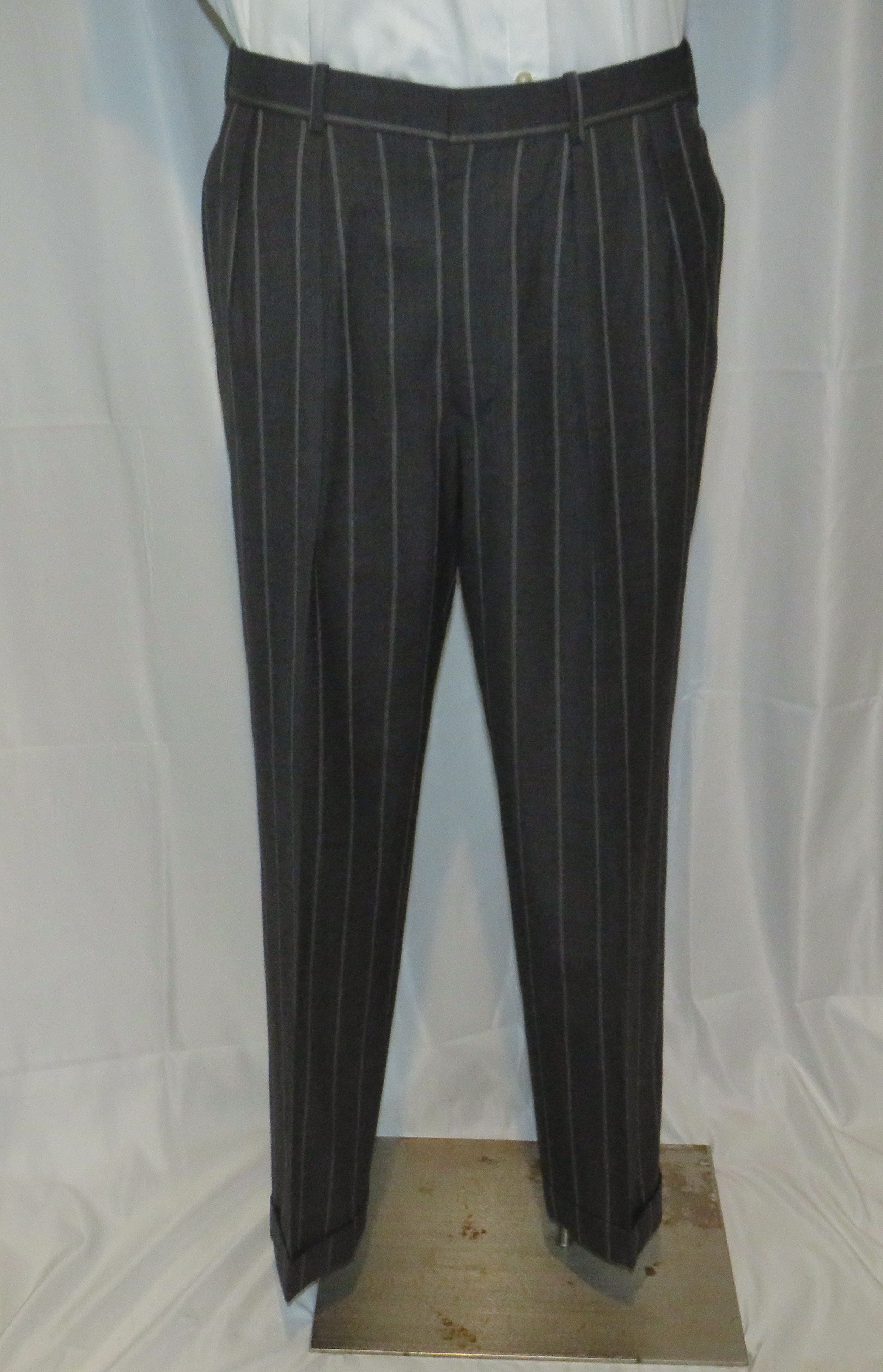 Alan Flusser × Martin Greenfield Bespoke Charcoal Gray Broadstripe Two Button Suit 40L Size 40L - 14 Thumbnail