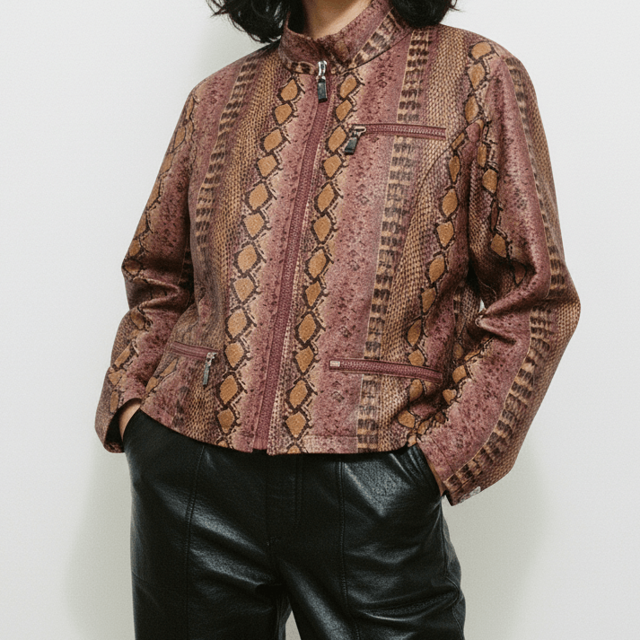 Other Vintage Yasko Amano Reptile Jacket Snake Skin Coat Pattern Size M / US 6-8 / IT 42-44 - 1 Thumbnail
