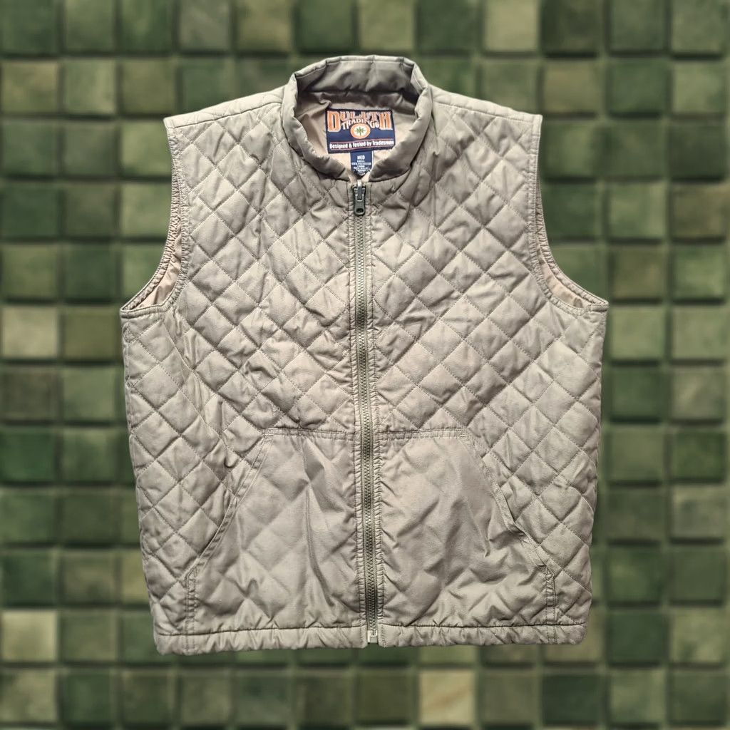 Vintage Duluth Crosscut Quilted Vest Men’s M Regular Fit Lightweight Insulated Zip Pocketed Brown Solid Nylon Lining Vintage? Size US M / EU 48-50 / 2 - 1 Thumbnail