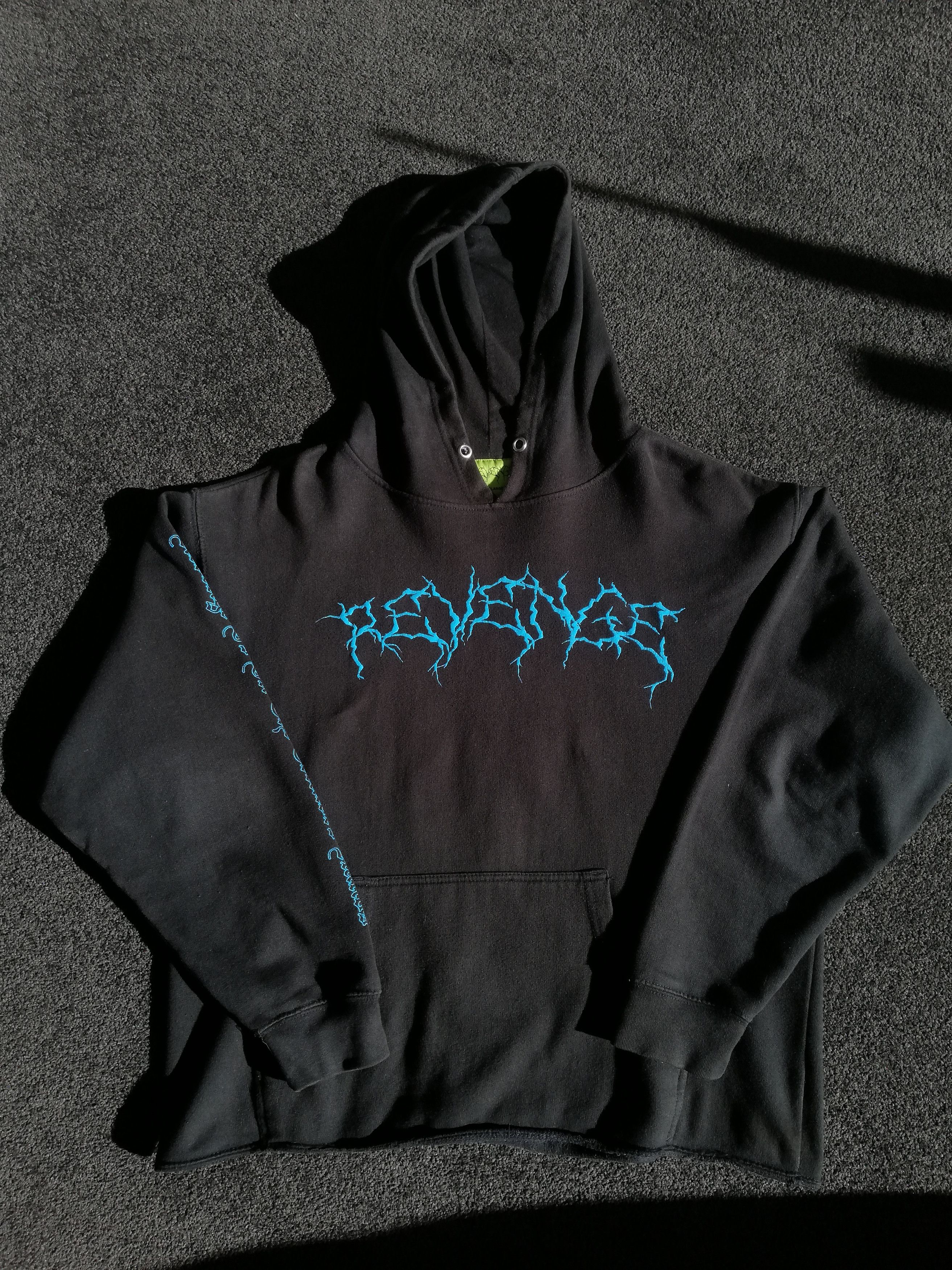 image of Revenge 2017 OG Blue Lightning Kill Hoodie in Black, Men's (Size Large)