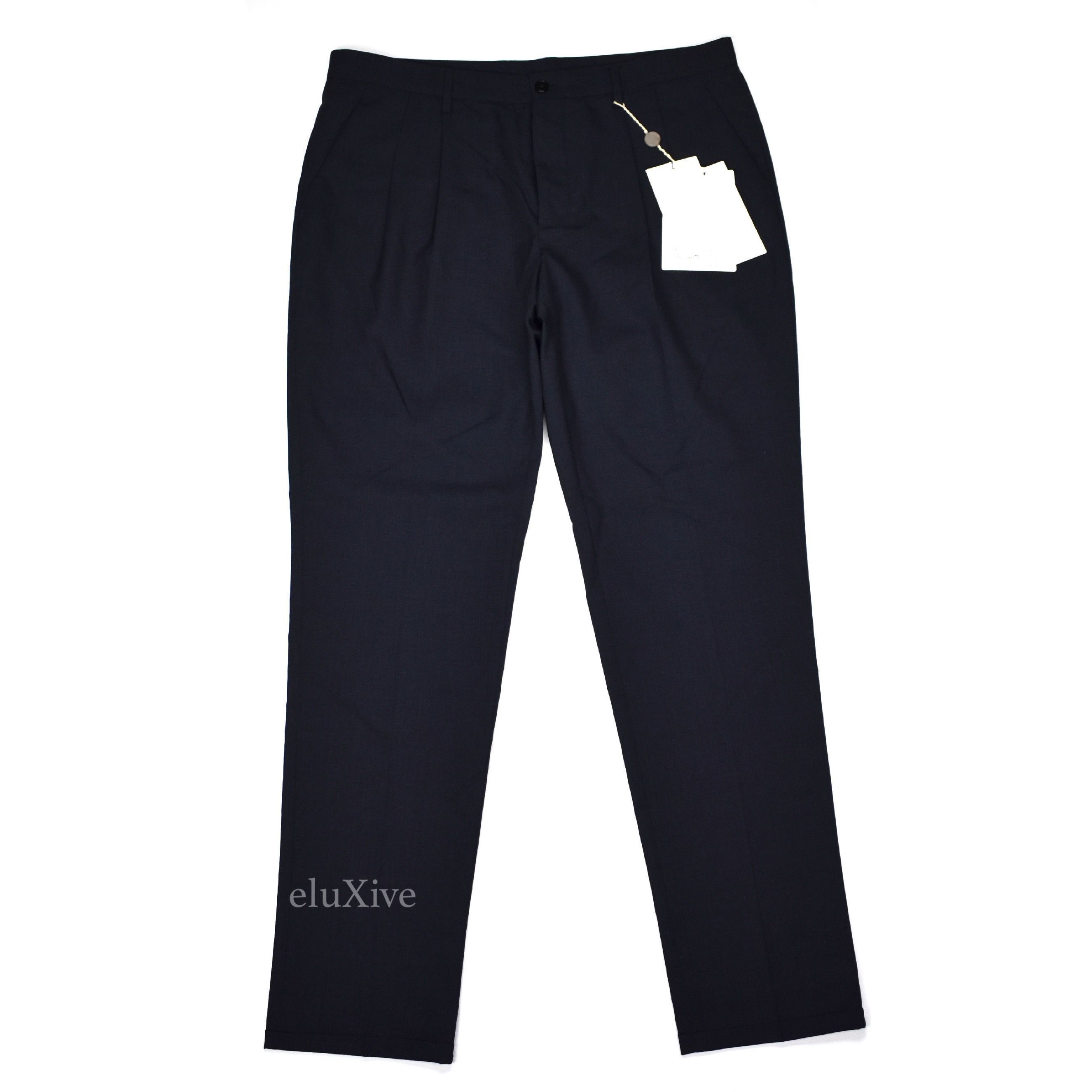 Maison Margiela Navy Wool Pleated Pants NWT Size US 36 / EU 52 - 1 Preview
