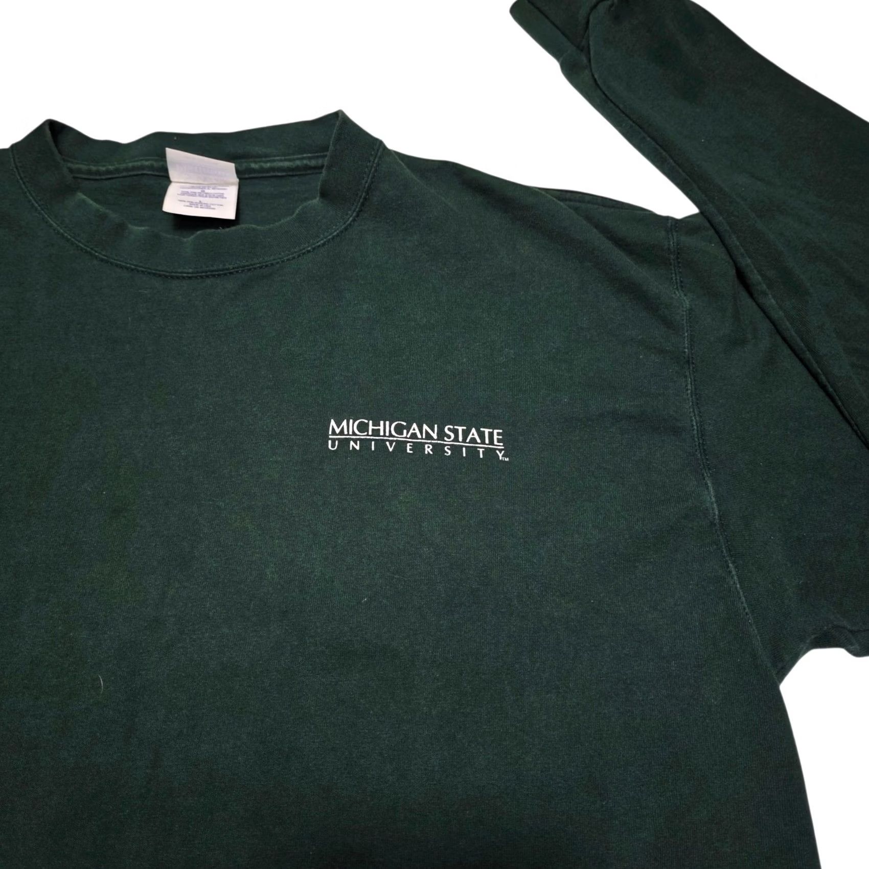 Vintage VINTAGE Santee Heavyweight T-Shirt Michigan State Spartans USA Made Size Large Mens Green Cotton Long Sleeve T-Shirt Size US L / EU 52-54 / 3 - 2 Thumbnail