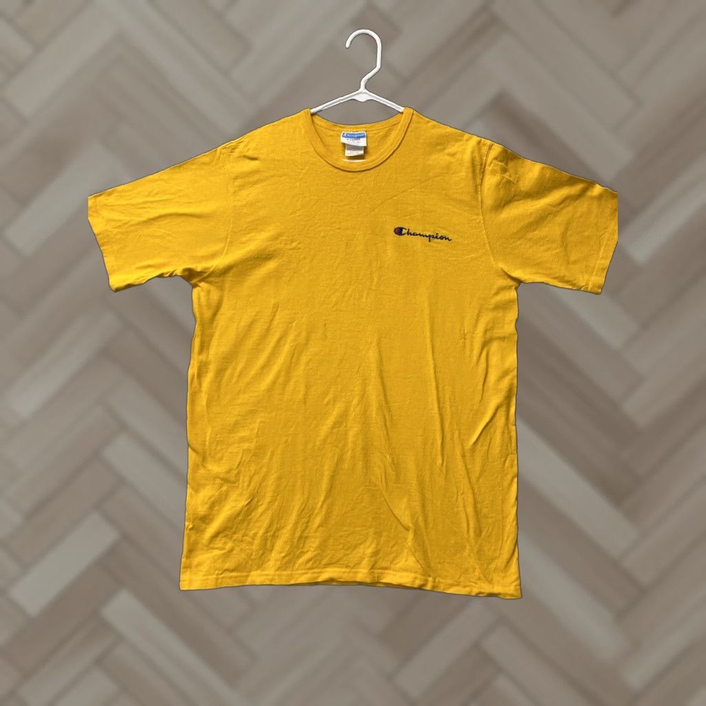 Champion Champion Shirt Men XL Short Sleeve Embroidered Logo Yellow /70-50 Canvas Cotton Modern Sports Logo Men Size US XL / EU 56 / 4 - 1 Thumbnail