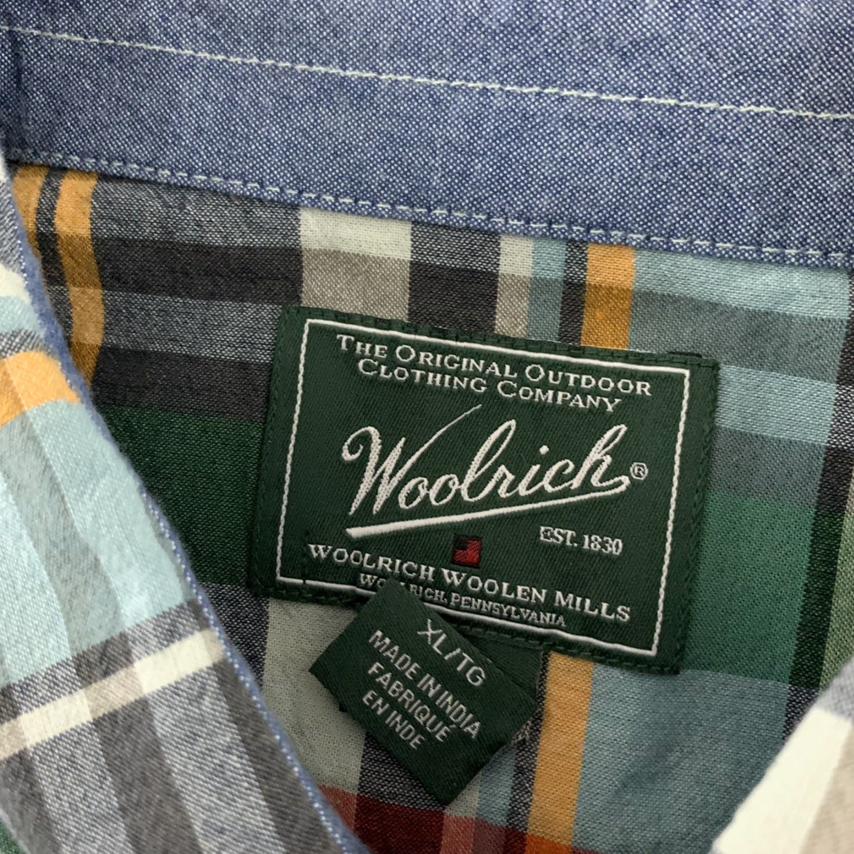 Vintage Woolrich Shirt Plaid Short Sleeve Button-Up XL Green Blue Gray Mens Size US XL / EU 56 / 4 - 4 Thumbnail
