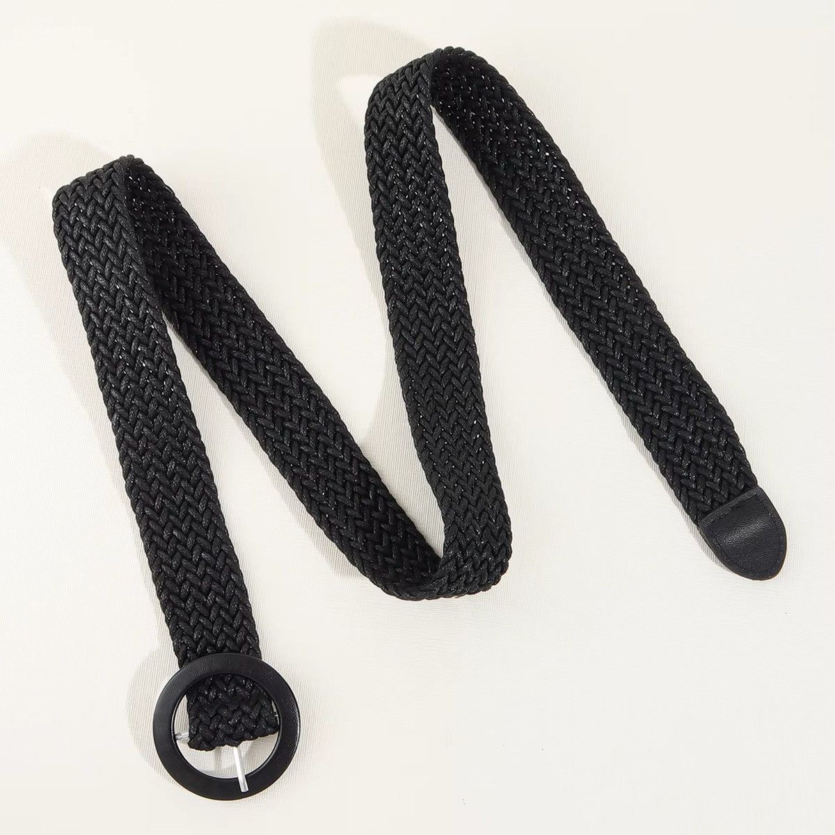 Vintage Retro Black Round Buckle Belt Size ONE SIZE - 3 Thumbnail