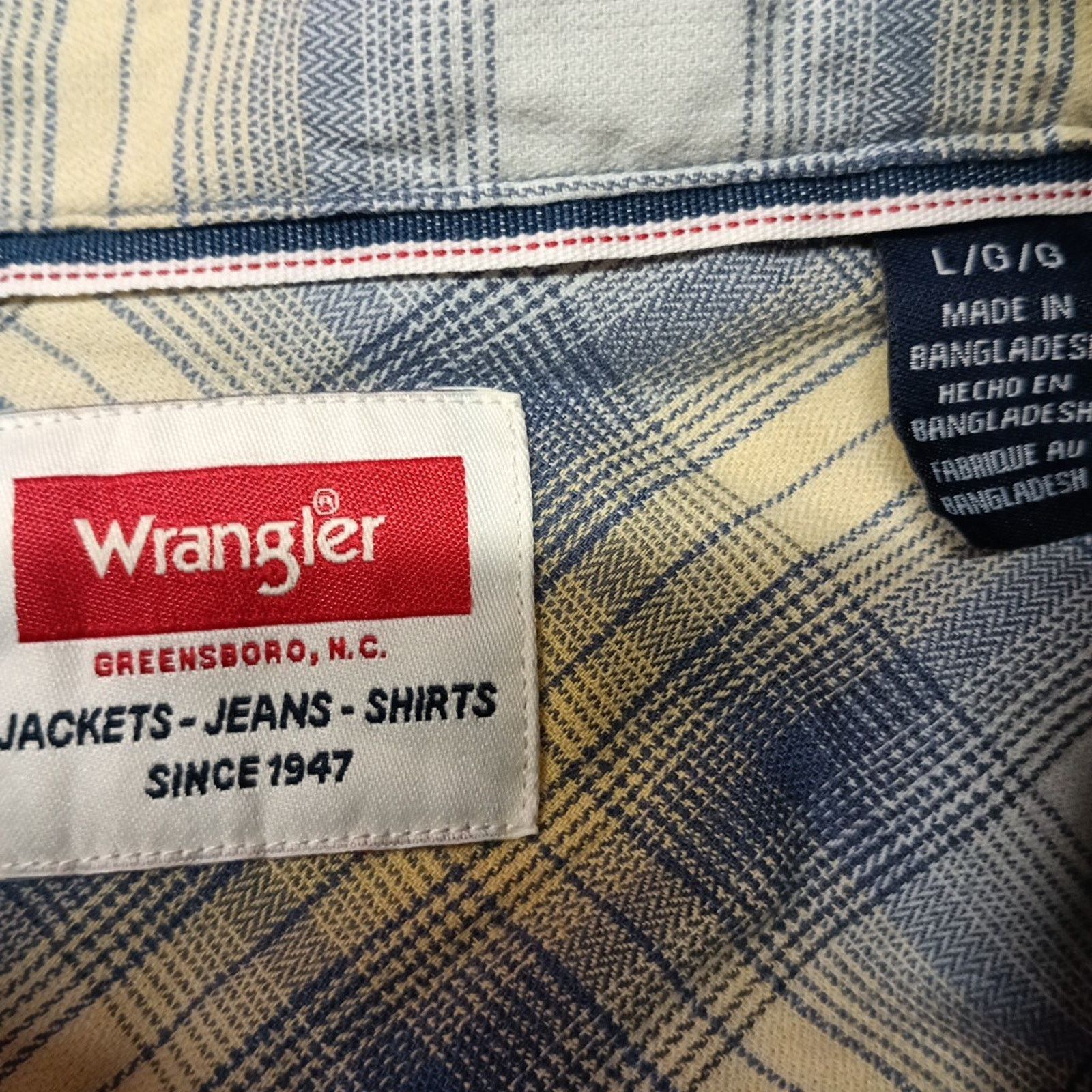 Wrangler Wrangler Cowboy Wash Shirt Mens Size L Sky Blue Yellow Plaid Size US L / EU 52-54 / 3 - 4 Thumbnail