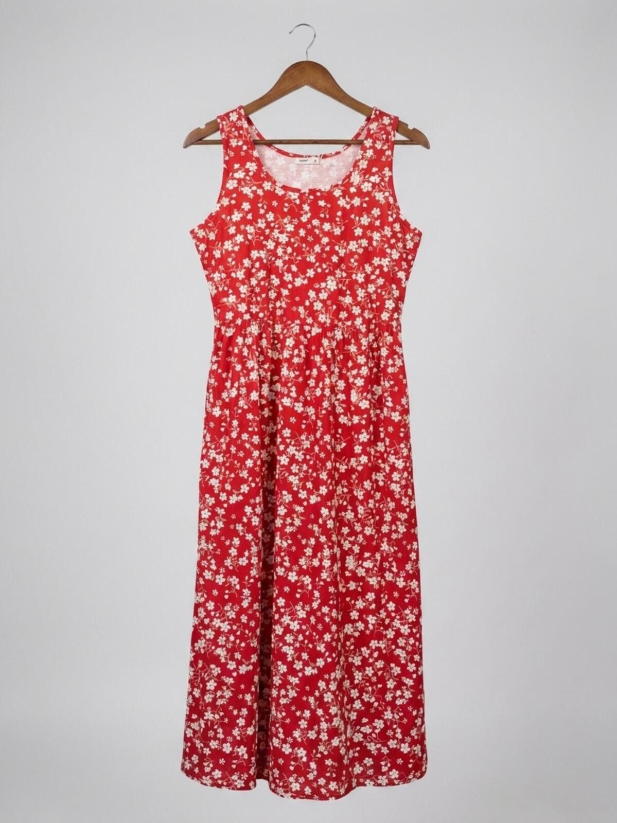 Other Red Floral Midi Dress with Scoop Neck Size M / US 6-8 / IT 42-44 - 1 Thumbnail