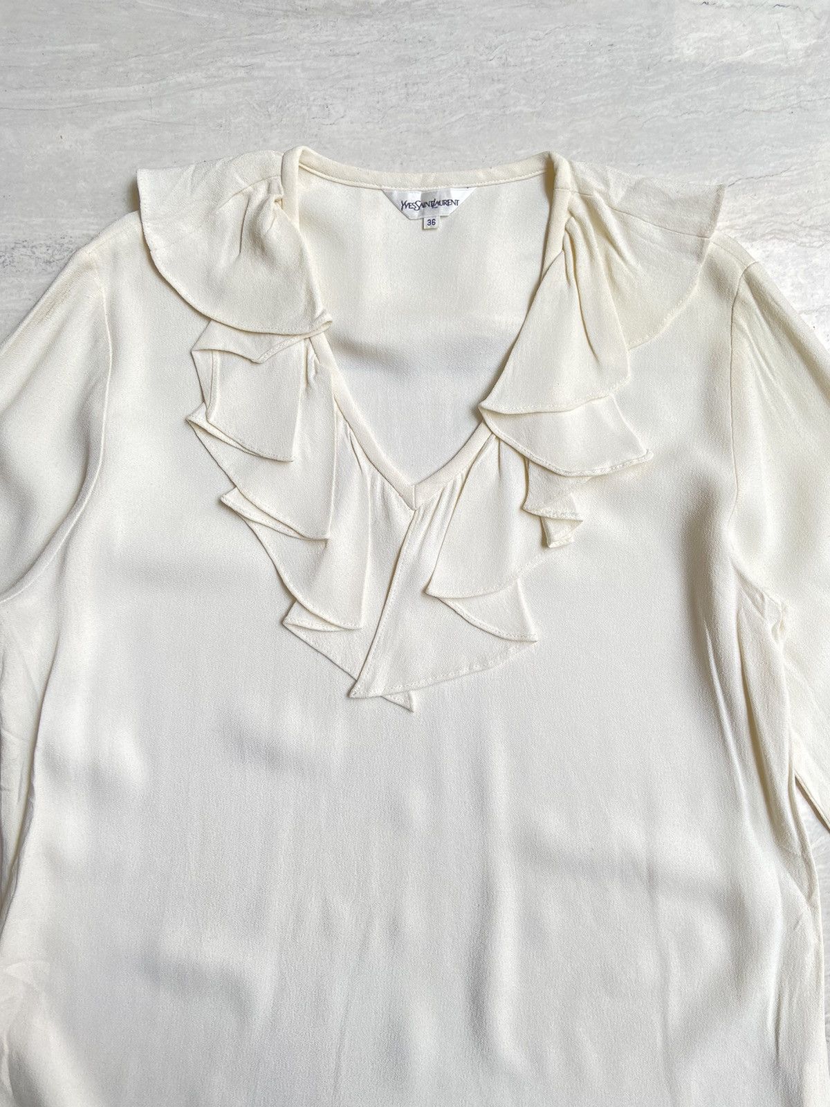 Yves Saint Laurent Yves Saint Laurent White Blouse Size XS / US 0-2 / IT 36-38 - 4 Thumbnail