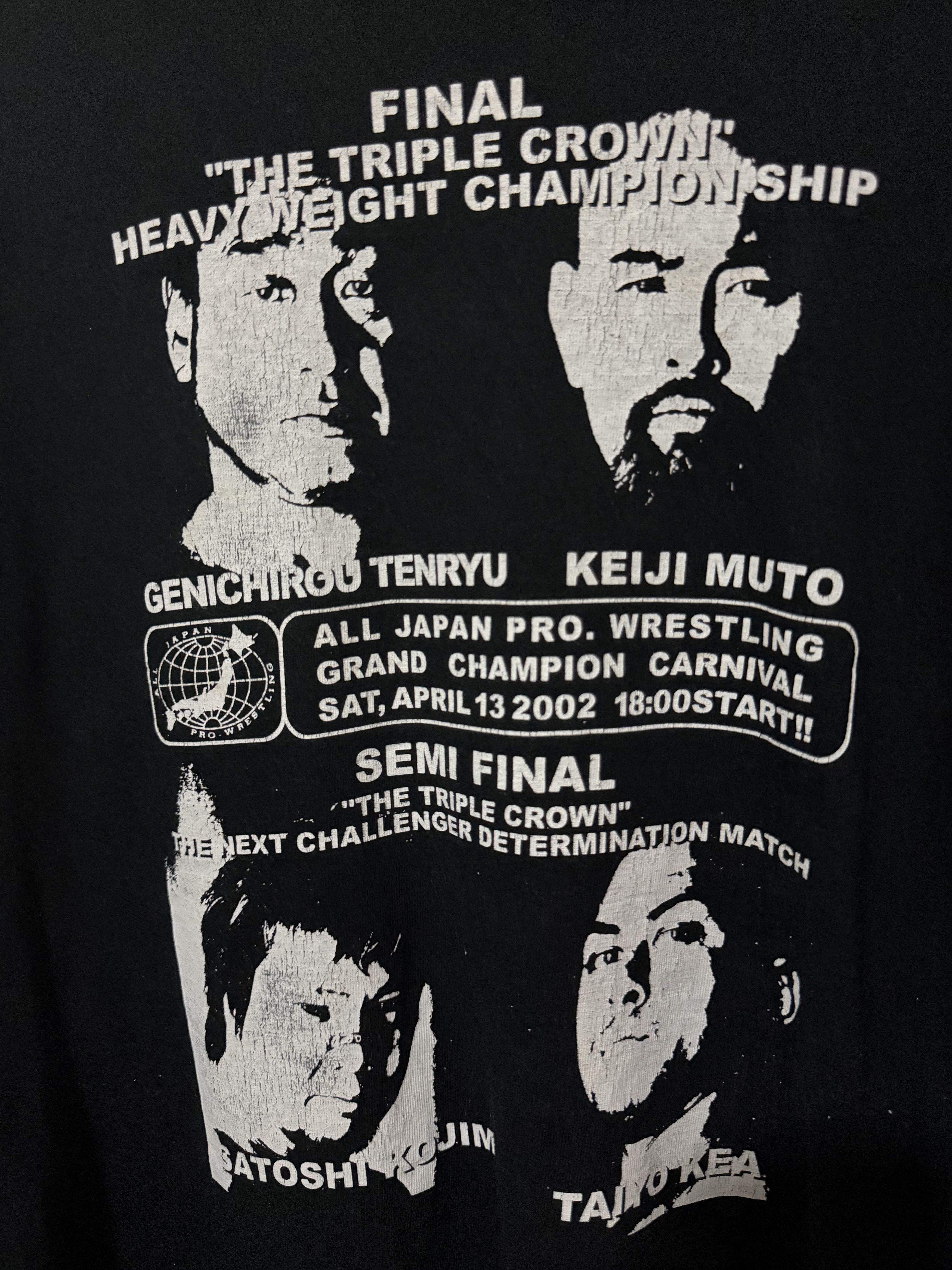 Vintage Vintage 2000s AJPW Triple Crown Tenryu vs Mutoh 2002 T-Shirt Size US L / EU 52-54 / 3 - 3 Thumbnail