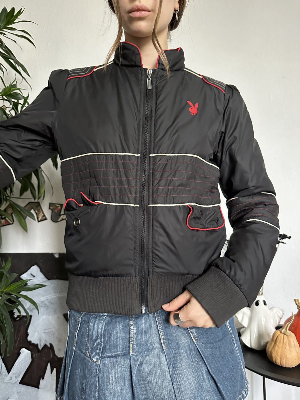 Playboy × Vintage Vintage Playboy 90s Women’s Zip Moto Biker Jacket y2k Size L / US 10 / IT 46 - 4 Thumbnail