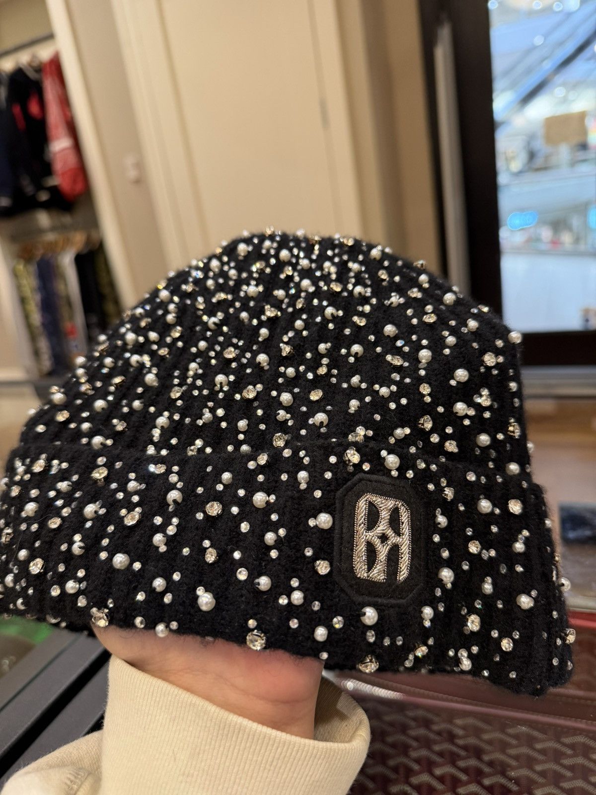 Birth of Royal Child Birth of a Royal Child Pearl & Rhinestone Beanie Size ONE SIZE - 3 Thumbnail