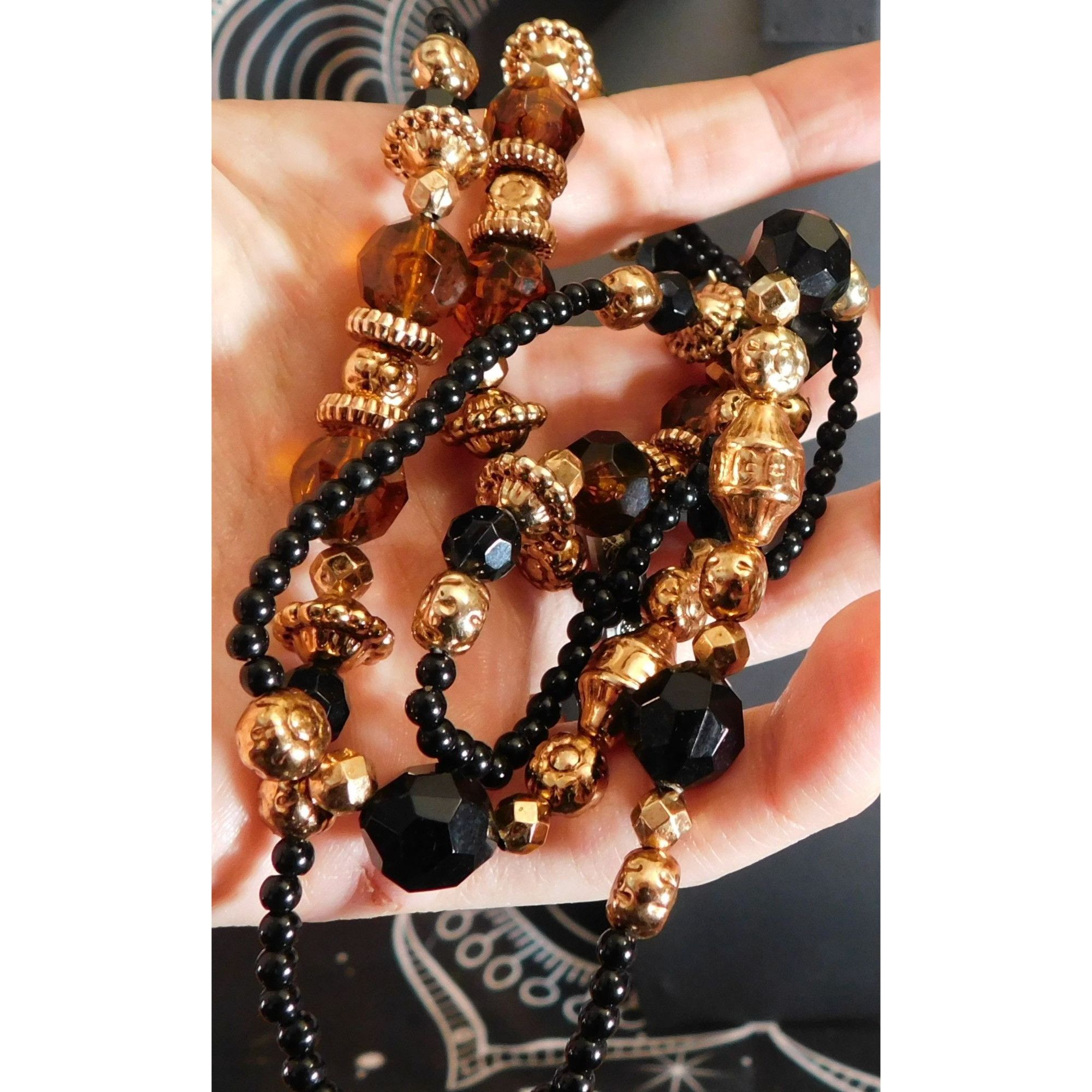 Other Retro Glam Black And Gold Tone Beaded Opera Necklace Size ONE SIZE - 3 Thumbnail