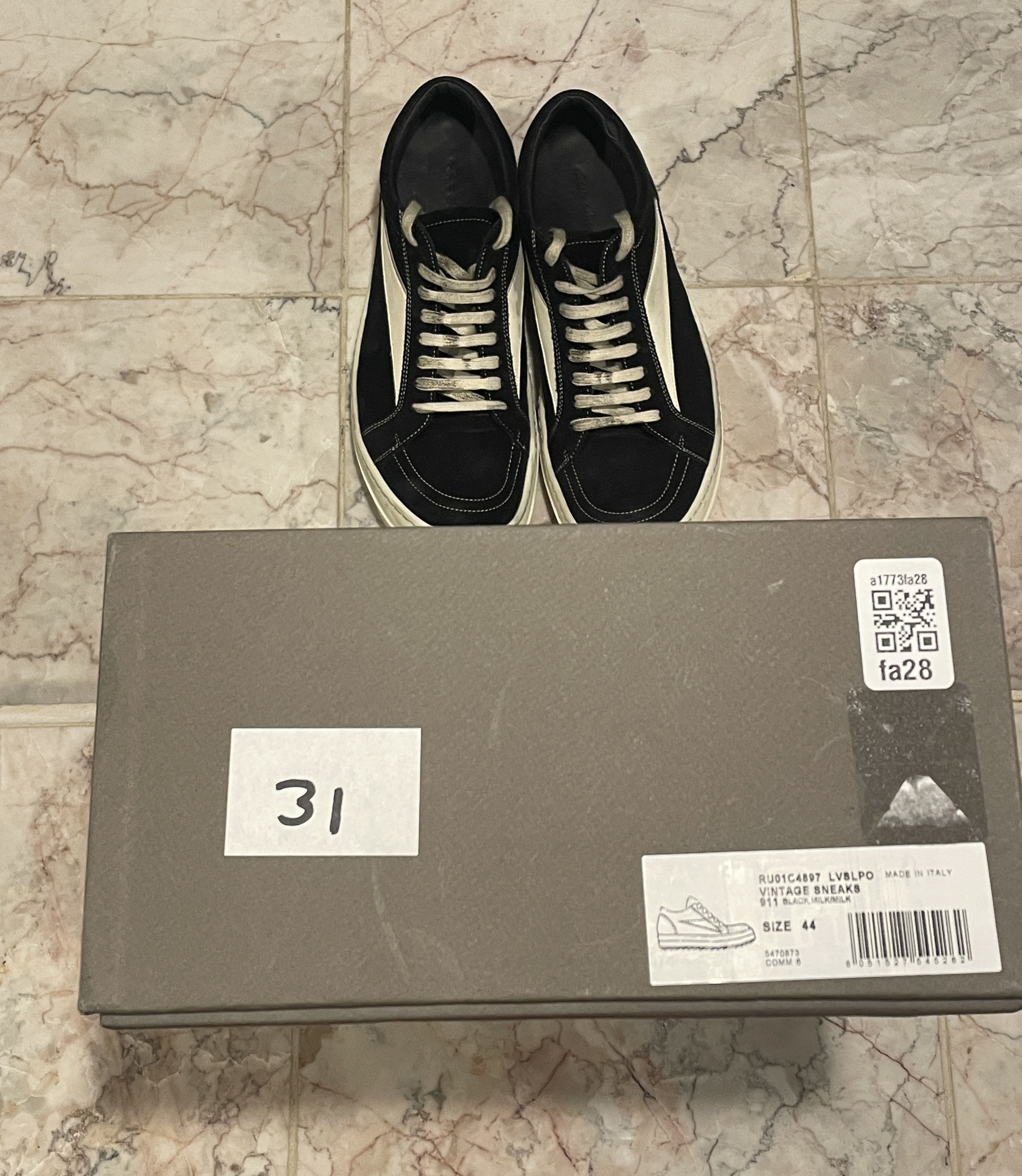 Rick Owens Rick Owens EDFU Suede Leather Vintage Low 'Black Milk' Size US 11 / EU 44 - 5 Thumbnail