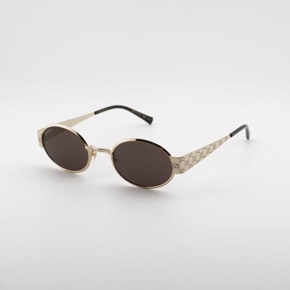 Gucci Gucci GG1854S 005 Sunglasses Shiny Gold with GG Pathern Oval Size ONE SIZE - 3 Thumbnail
