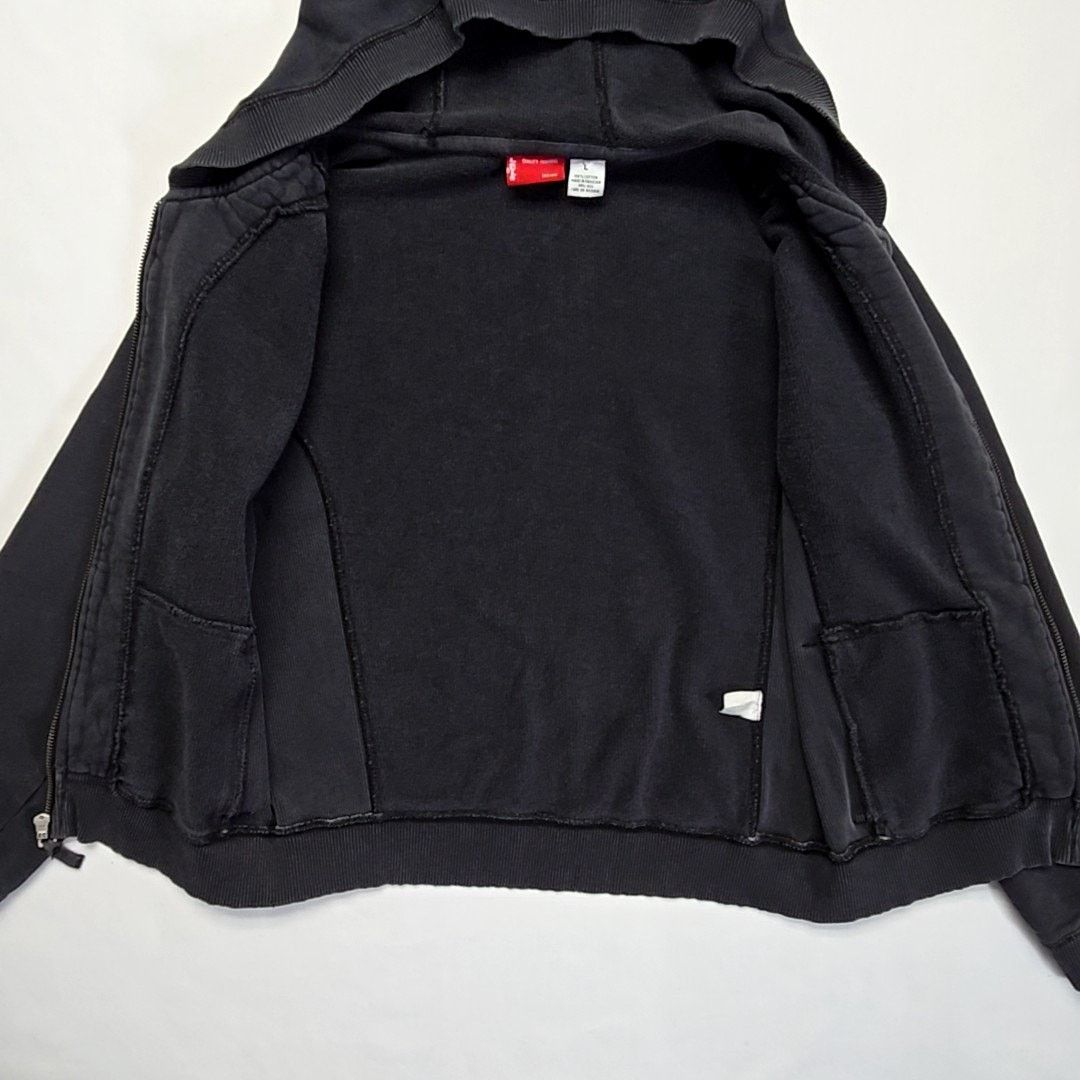 Levi's Levi's Black Hoodie Zipper Front Large Cropped Sweatshirt Size L / US 10 / IT 46 - 9 Thumbnail