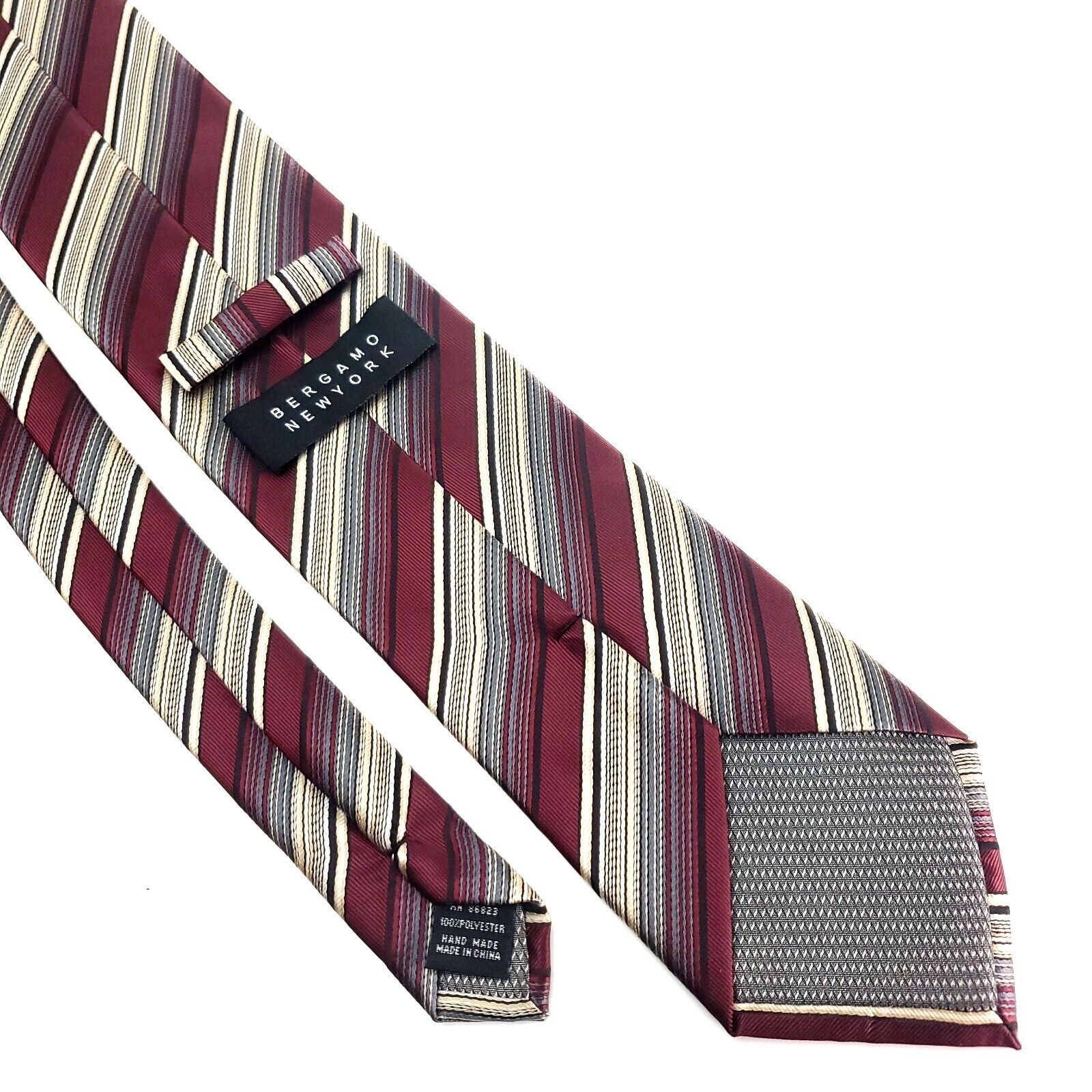 Bergamo New York Bergamo Polyester Tie Red Tan Striped Size ONE SIZE - 5 Thumbnail