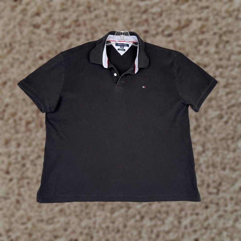 Tommy Hilfiger Tommy Hilfiger Polo Shirt Men Extra Large Black Slim Fit Short Sleeve Cotton Size US XL / EU 56 / 4 - 1 Thumbnail
