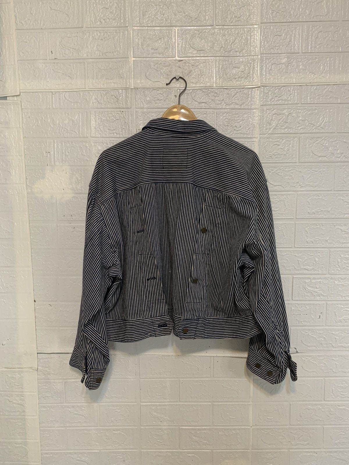 Issey Miyake Vintage Issey Miyake Hickory Stripe Asymemetrical Jacket Size US M / EU 48-50 / 2 - 10 Thumbnail