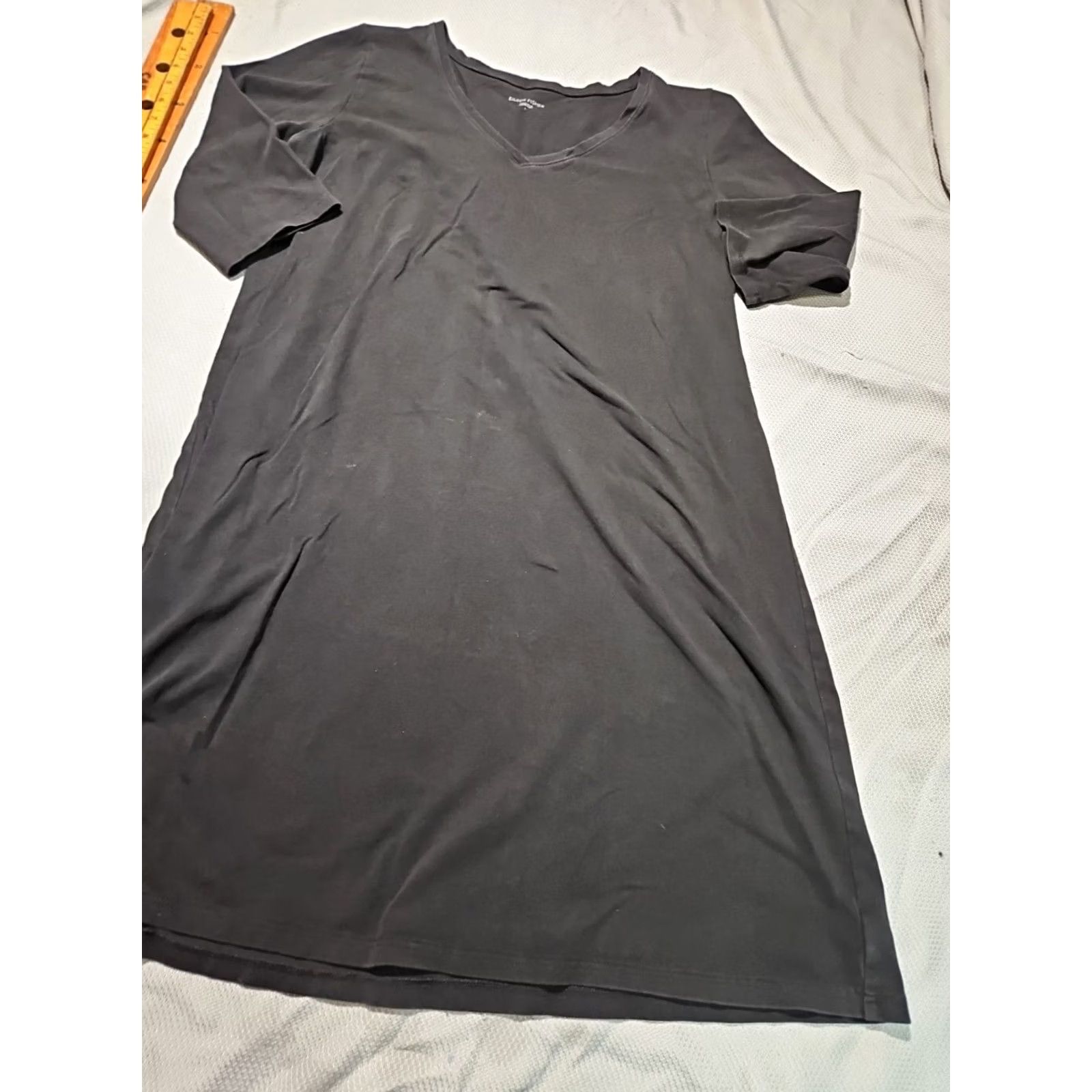 Eileen Fisher VINTAGE? No. Eileen Fisher Shirt Dress L Black V-Neck Basic Casual Relaxed Top Womens Large Black Shirt Dress Modern Classic Size L / US 10 / IT 46 - 6 Thumbnail