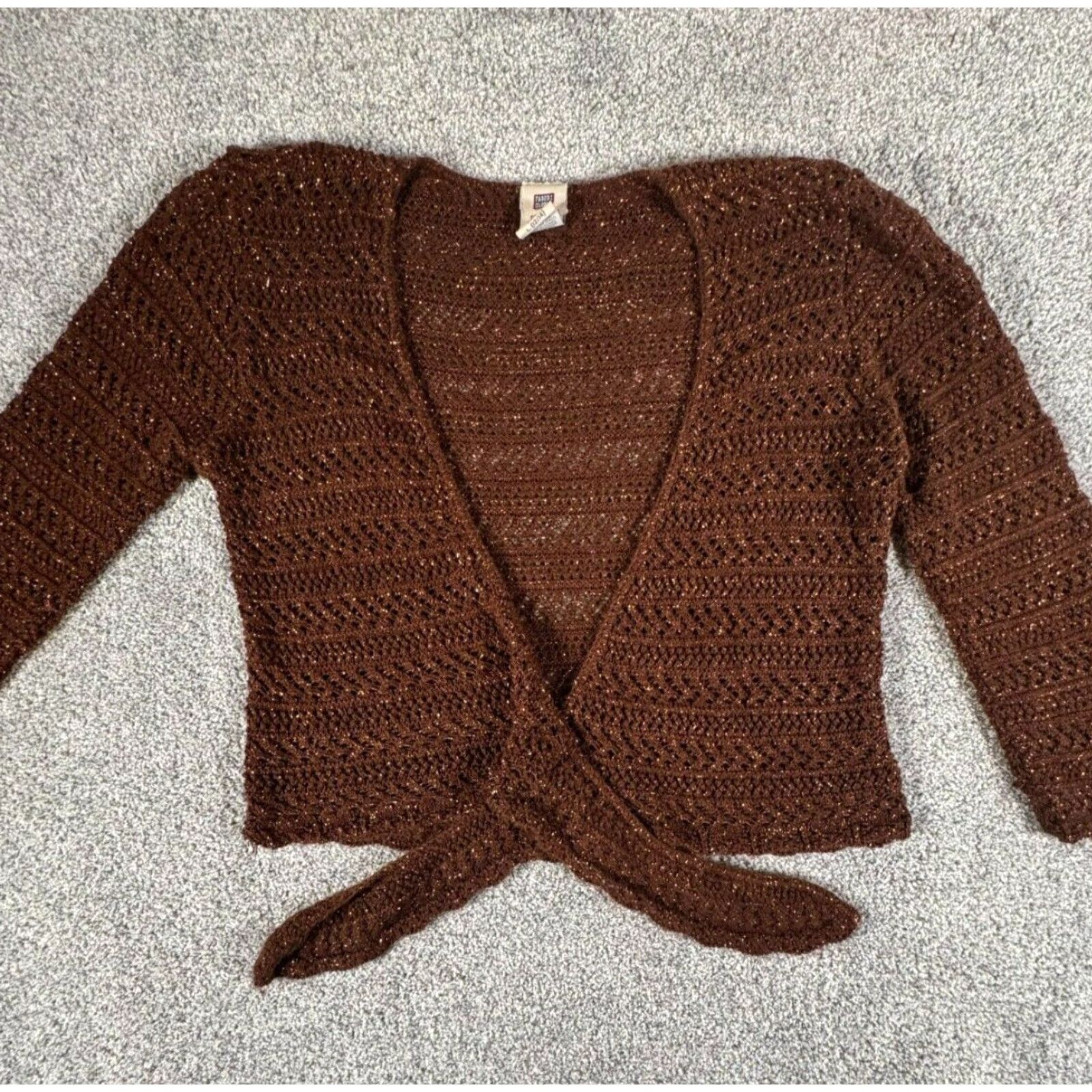 Faded Glory VINTAGE Faded Glory Cardigan Womens L Large Crocheted Glittery 90s Y2K Sweater Size L / US 10 / IT 46 - 6 Thumbnail