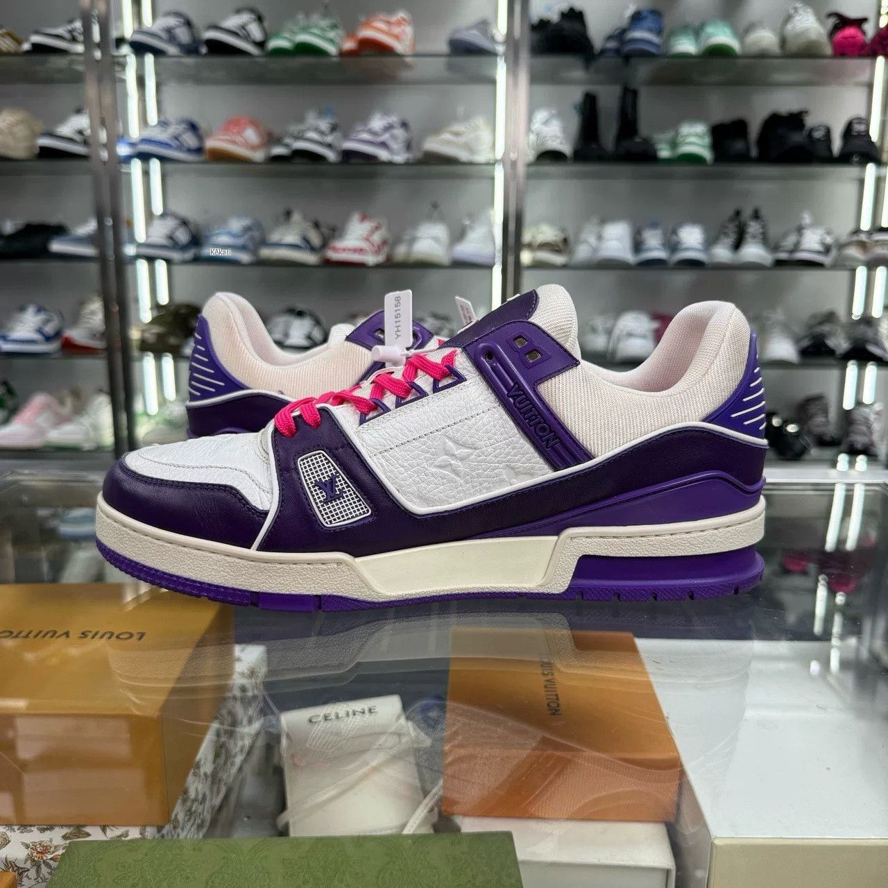 Louis Vuitton LV TRAINER White Purple Size US 11.5 / EU 44-45 - 5 Thumbnail