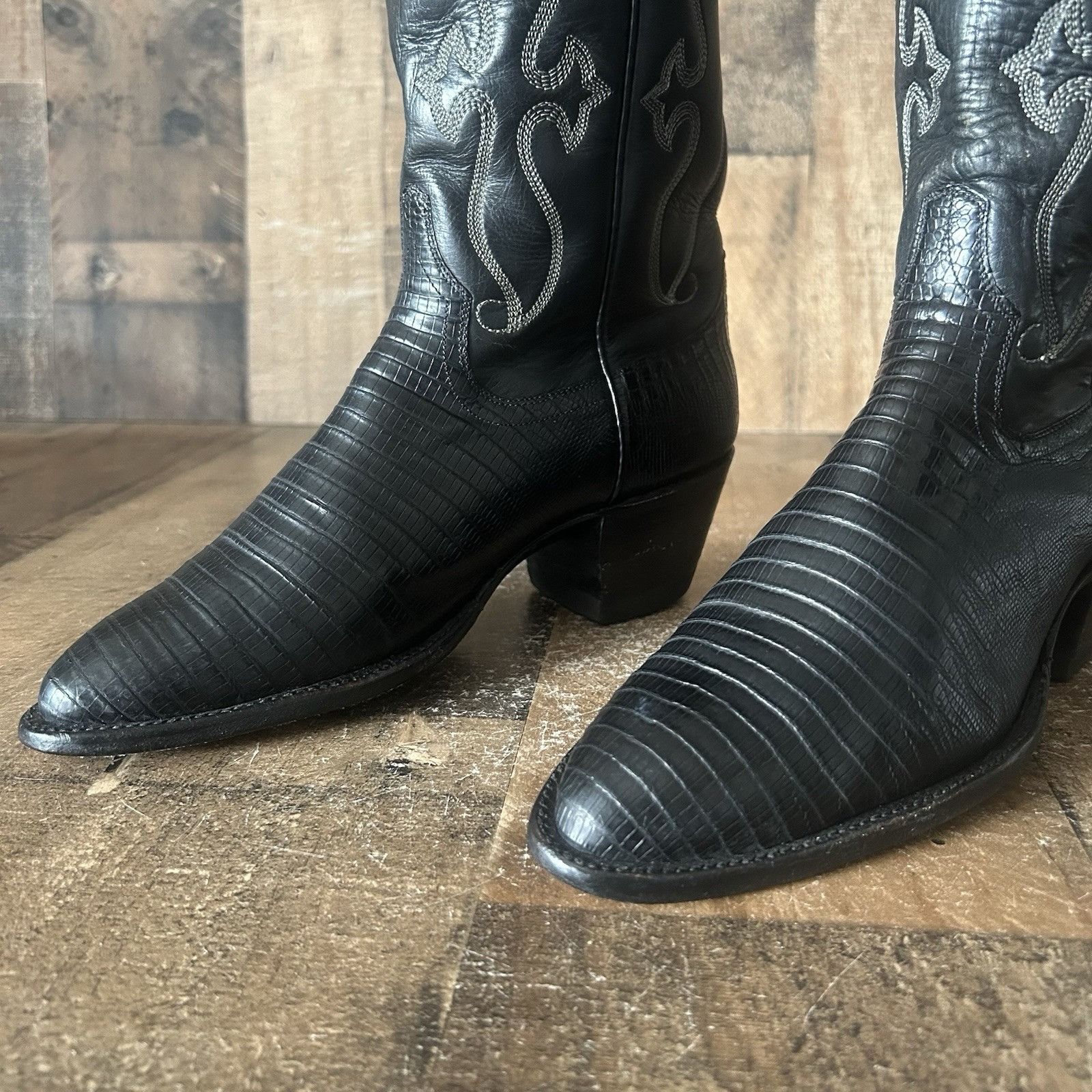 Vintage Falconhead Vintage Teju Lizard Black Cowboy Boots Womens 6 C Size US 6 / IT 36 - 12 Thumbnail