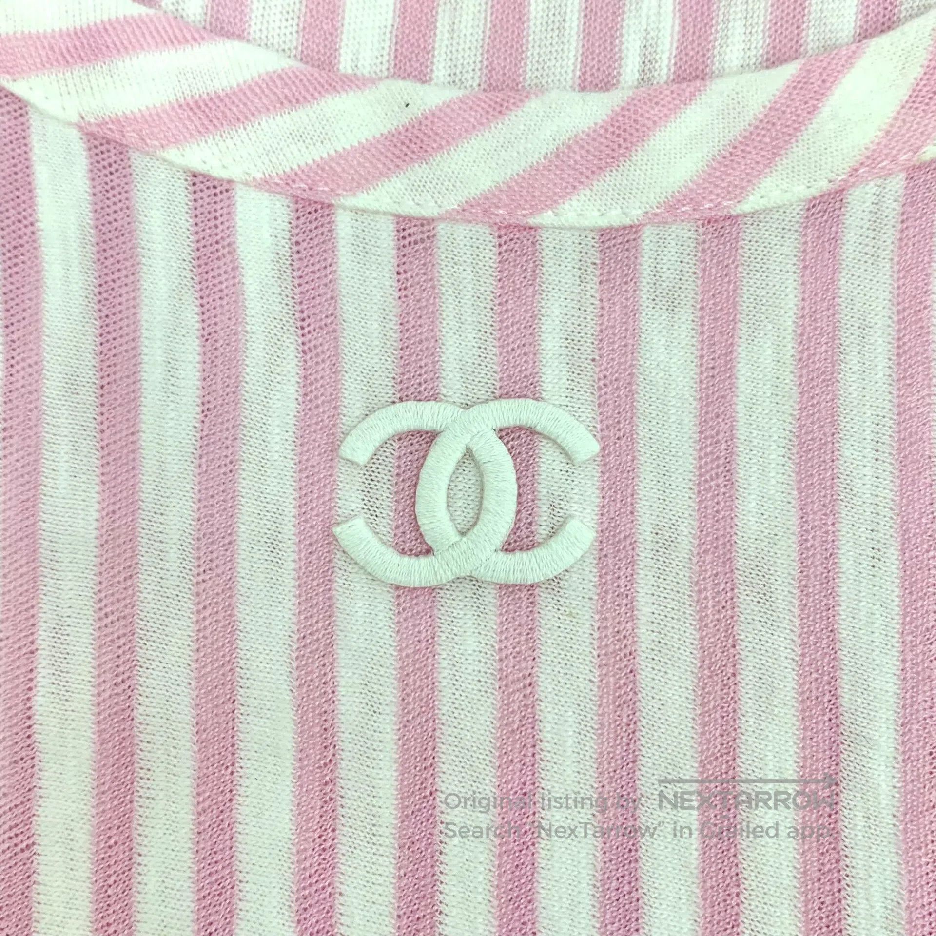 Chanel Chanel Light Pink Vertical Stripe Cotton Round Neck Short Size XS / US 0-2 / IT 36-38 - 6 Thumbnail