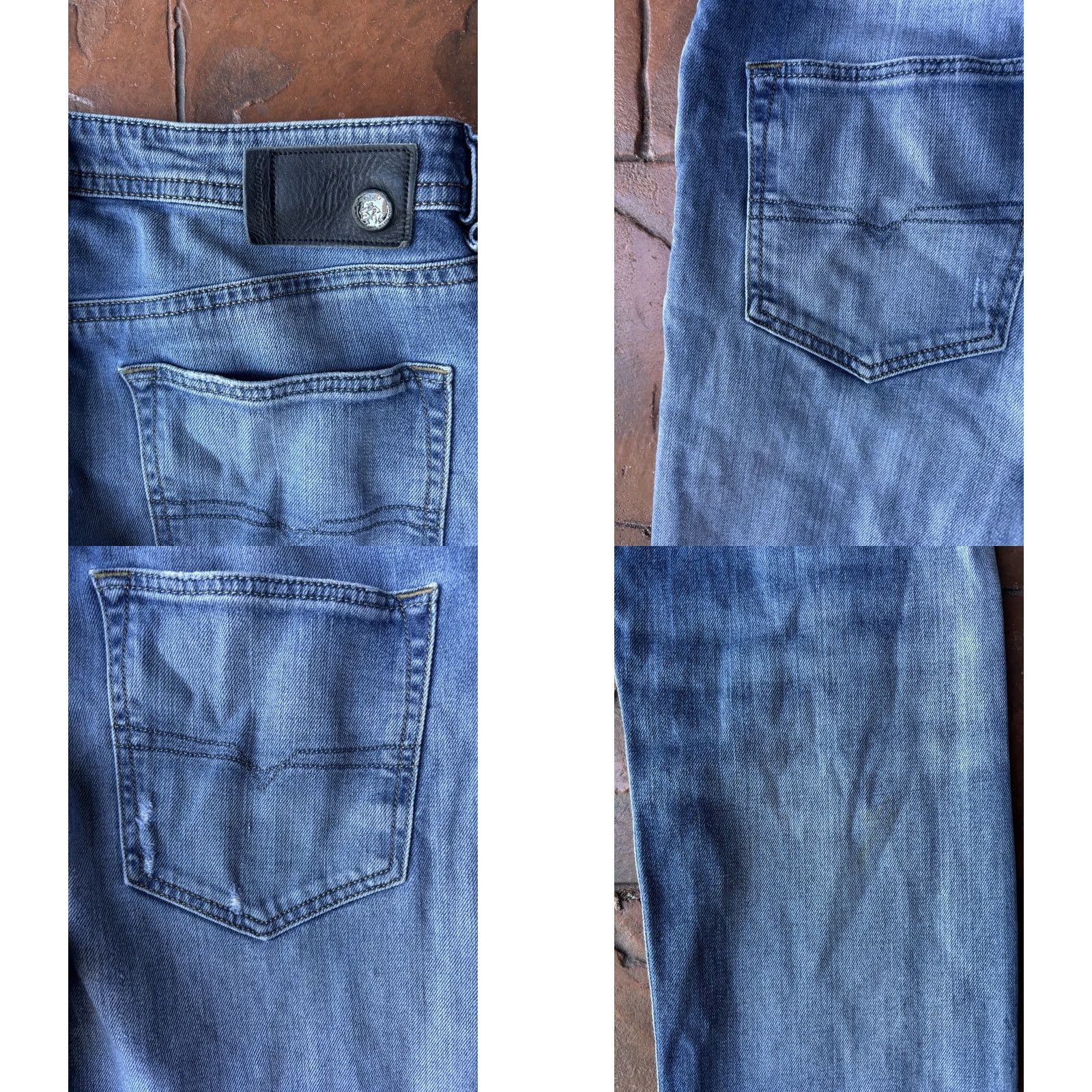 Diesel Diesel Buster Jeans Men’s 34x32 Blue Distressed Button Fly Slim Tapered Regular Denim 5-Pocket Baggy? (Clarify: “Baggy” not in original) Size US 34 / EU 50 - 8 Thumbnail