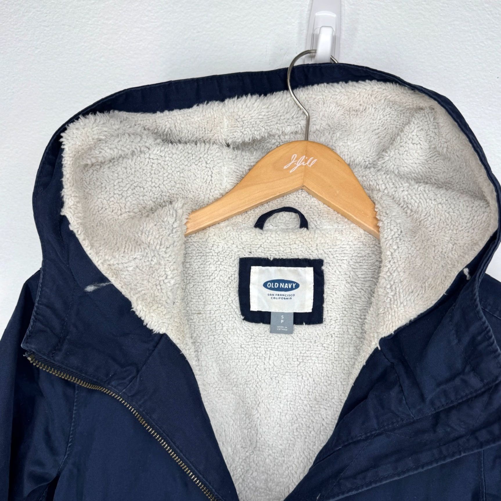 Old Navy Old Navy Jacket Hooded Sherpa Lined Barn Coat Blue Navy Size S Casual Women Size S / US 4 / IT 40 - 4 Thumbnail