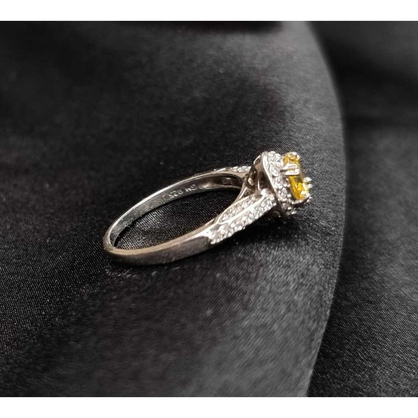 Vintage Citrine 925 Sterling Silver GM Signed With White Accent Ston Size ONE SIZE - 2 Thumbnail