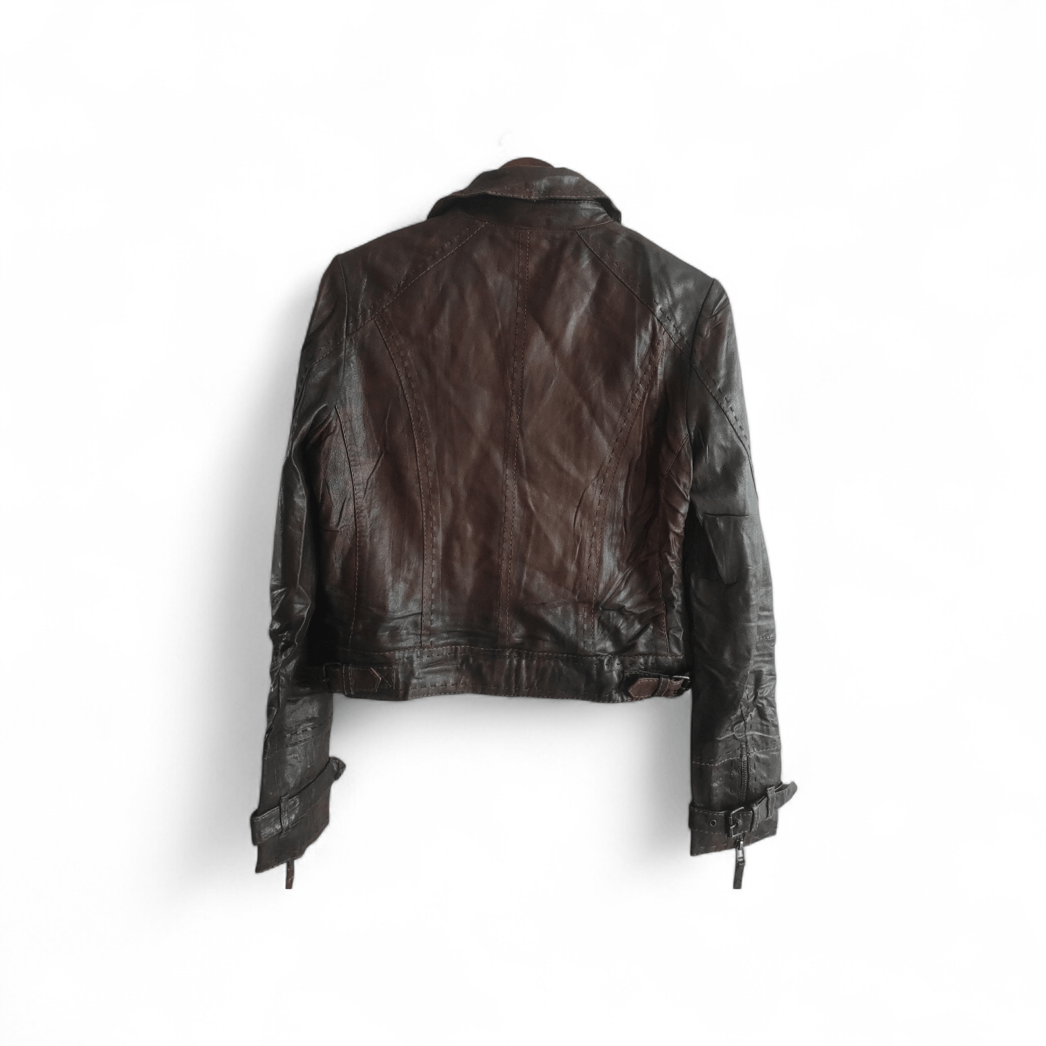 Genuine Leather Claudia Strater Genuine Soft Leather Biker Jacket Brown Size S / US 4 / IT 40 - 2 Thumbnail