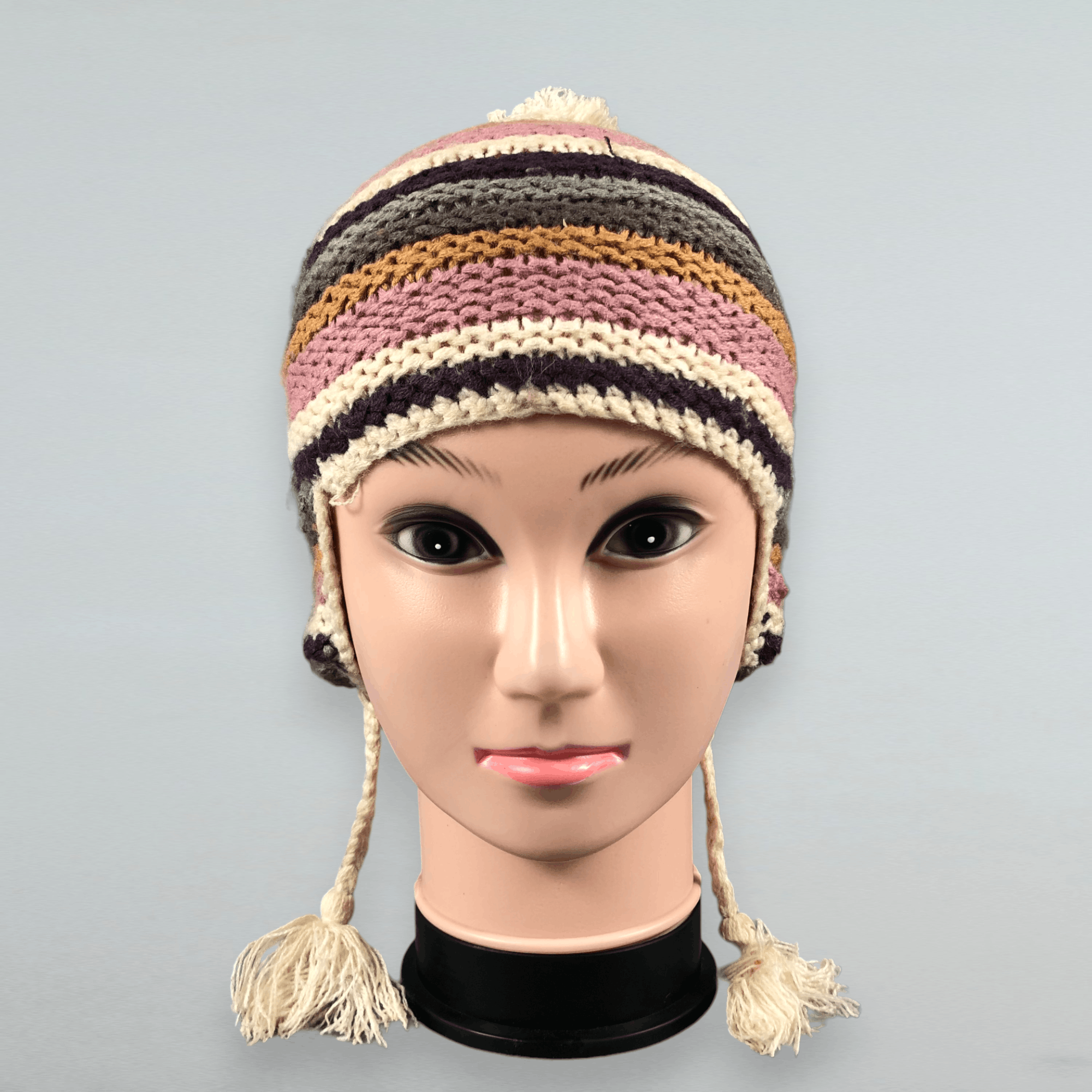 Japanese Brand Aurelia Kobe Crochet Earflap Beanie Size ONE SIZE - 1 Thumbnail