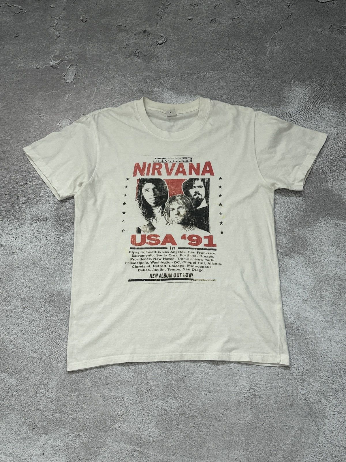 Vintage Nirvana m concert Kurt Cobain Print Band T-Shirt