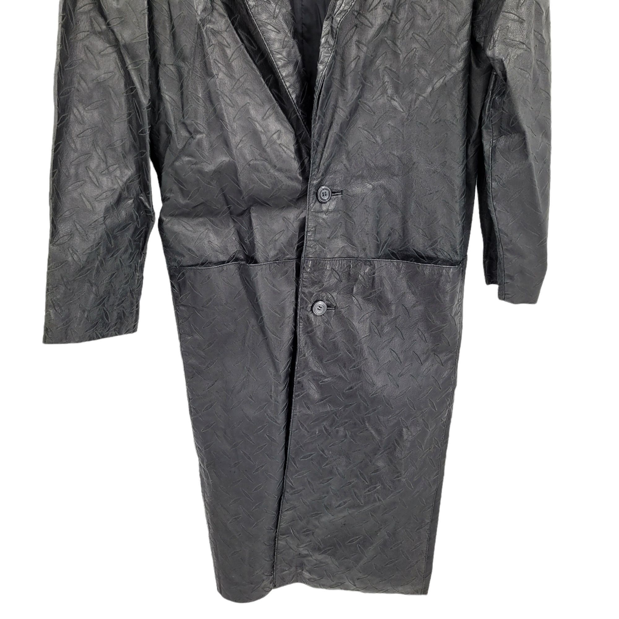 Vintage 80s Steampunk Black Leather Trench Coat Sz S Tread Embossed Size US S / EU 44-46 / 1 - 6 Thumbnail