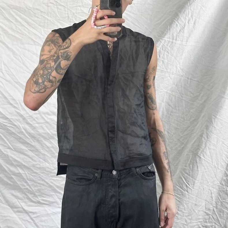 Helmut Lang HELMUT LANG sizeP Black silk crepe edged sleeveless vest Size M / US 6-8 / IT 42-44 - 7 Thumbnail