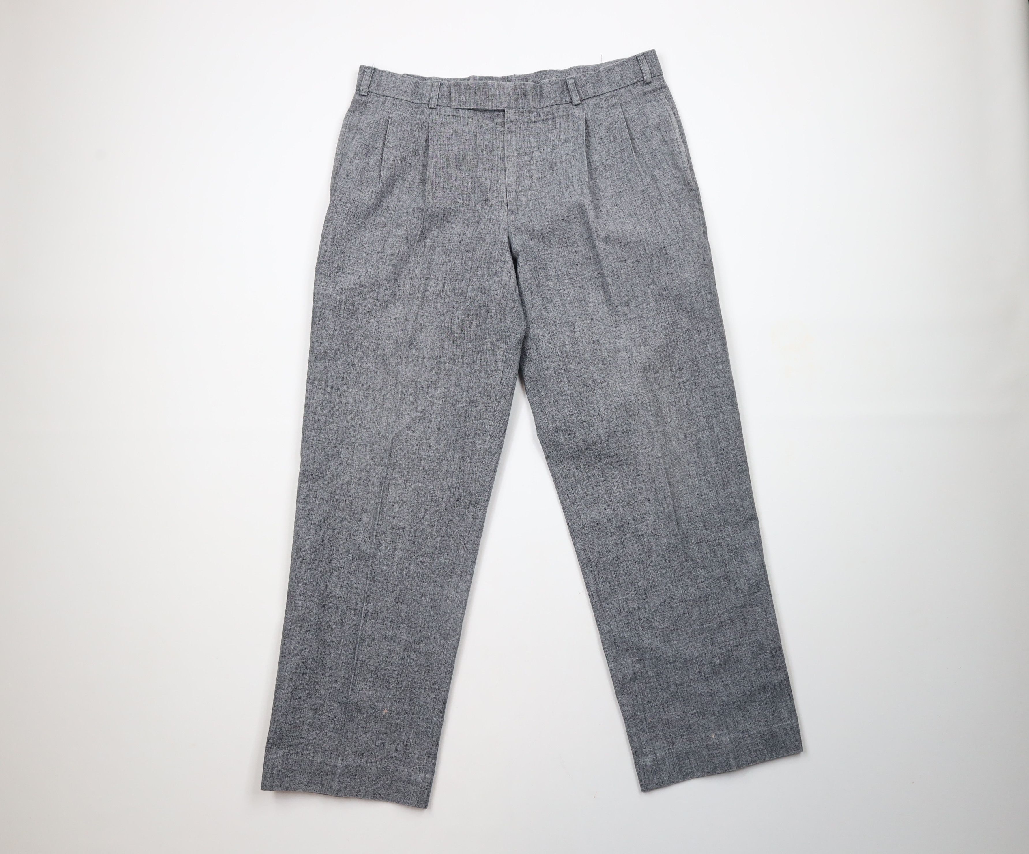 Vintage Vintage 90s Streetwear Linen Pleated Chino Pants Gray Size US 34 / EU 50 - 1 Thumbnail