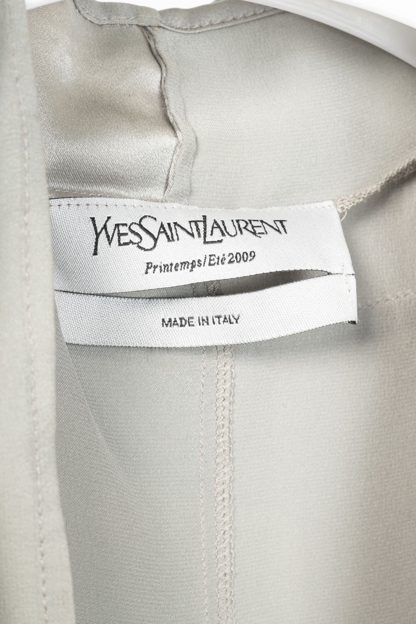 Yves Saint Laurent Yves Saint Laurent SS09 Grey Silk-Charmeuse Cowl Blouse Size L / US 10 / IT 46 - 4 Thumbnail