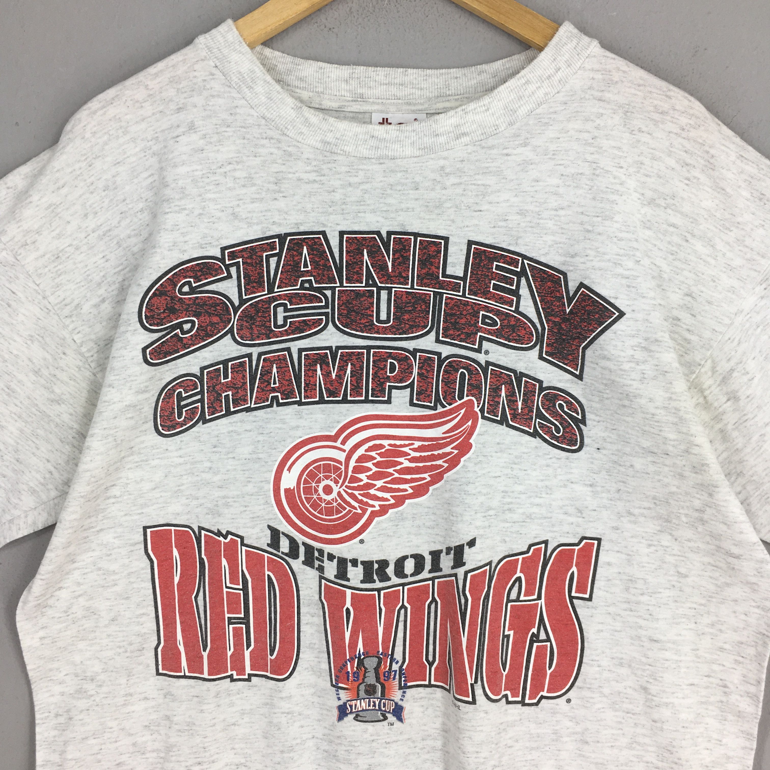 NHL × Vintage Vintage 90s Detroit Red Wings NHL Gray T shirt Large Size US L / EU 52-54 / 3 - 2 Thumbnail
