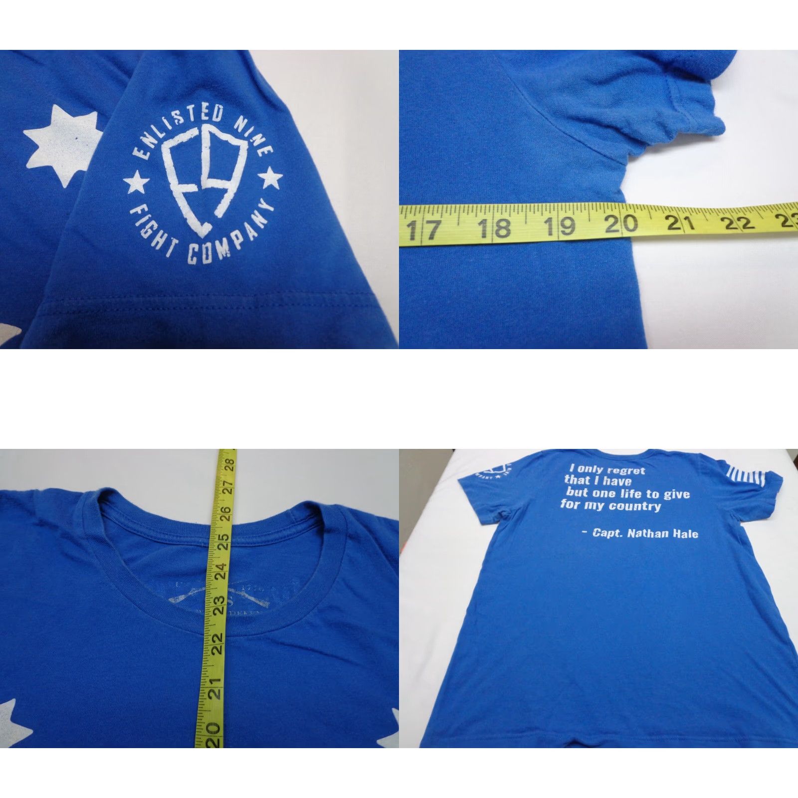 Vintage Grunt Style T-Shirt Blue 76 Nathan Hale Quote Size M Mens Cardig? (Note: This seems off) Size US M / EU 48-50 / 2 - 8 Thumbnail