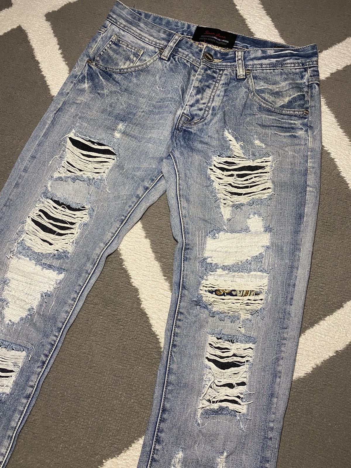 Designer × Vintage Men’s distressed Slim Fit Denim Pants Trousers Drill Size US 28 / EU 44 - 10 Thumbnail