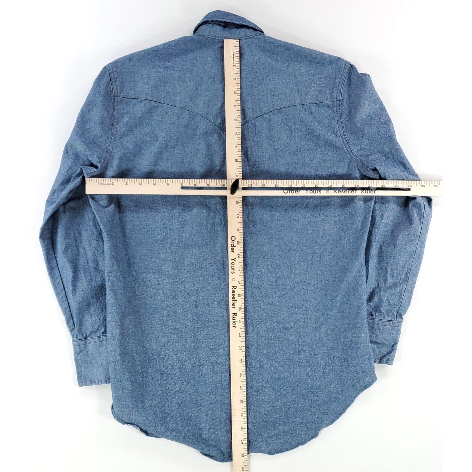 Wrangler Wrangler Denim Chambray Pearl Snap Shirt Western Blue Long Sleeve Mens M Size US M / EU 48-50 / 2 - 5 Thumbnail