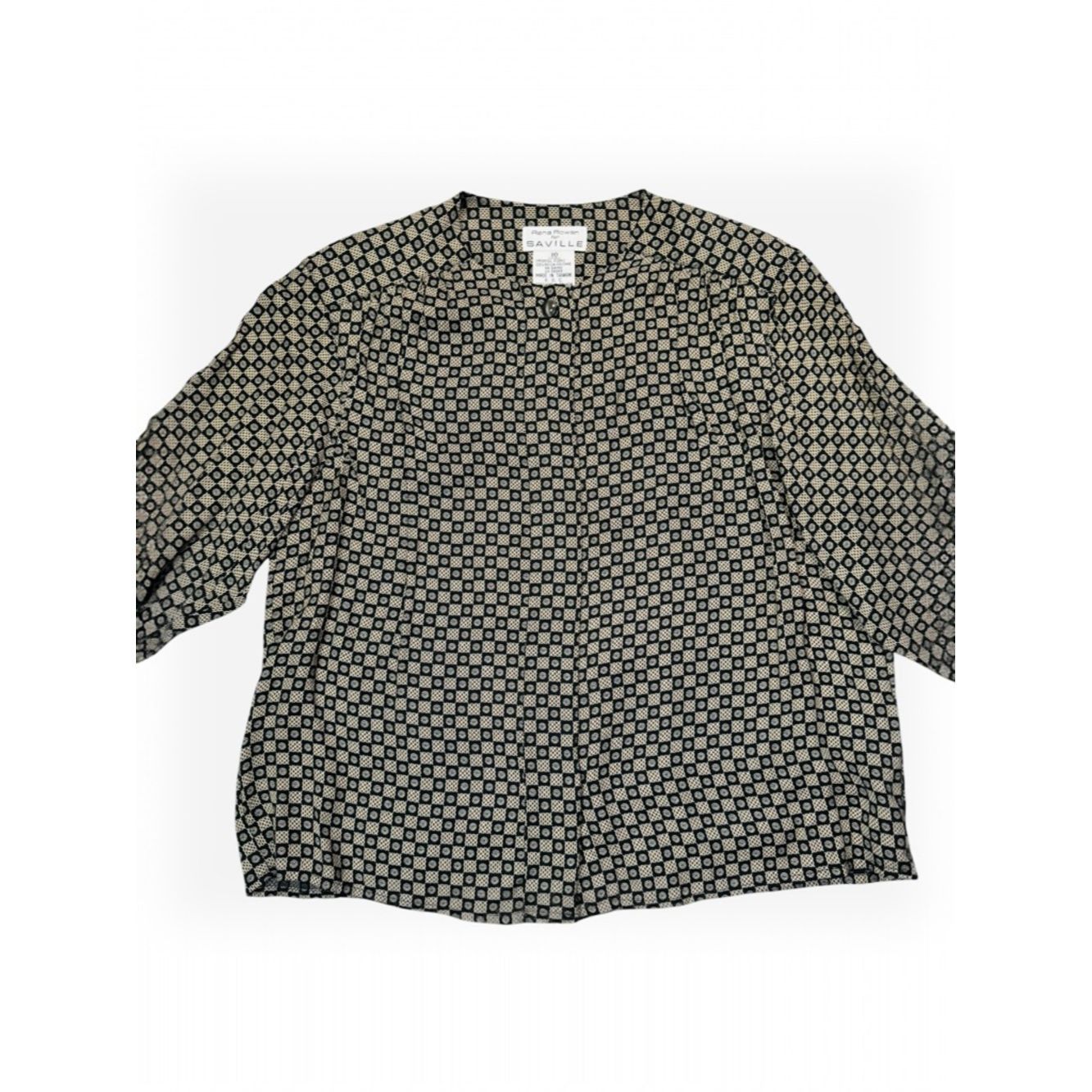 Other Vintage Rena Rowan For Saville Geometric Print Long Sleeve Size L / US 10 / IT 46 - 3 Thumbnail